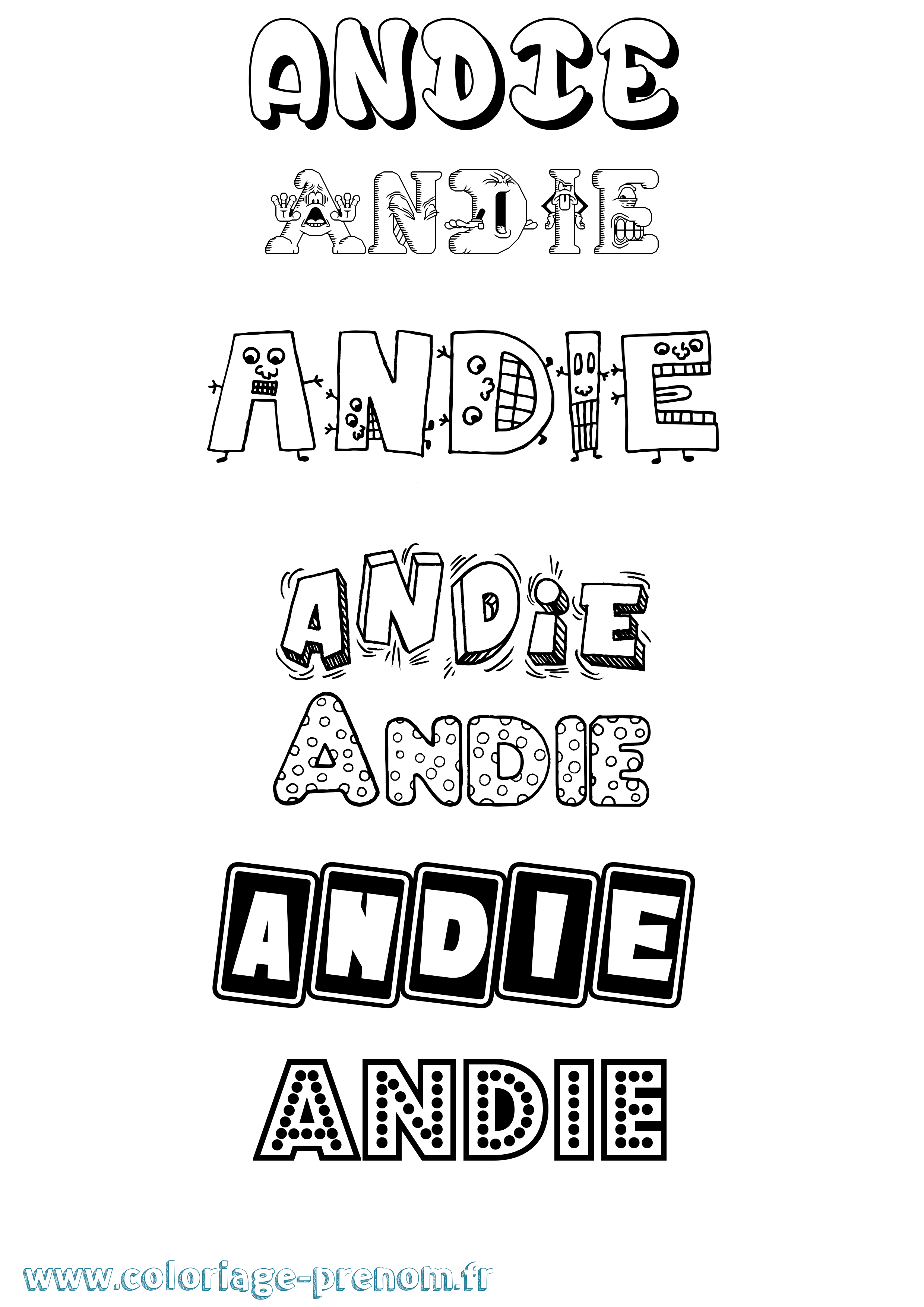 Coloriage prénom Andie Fun