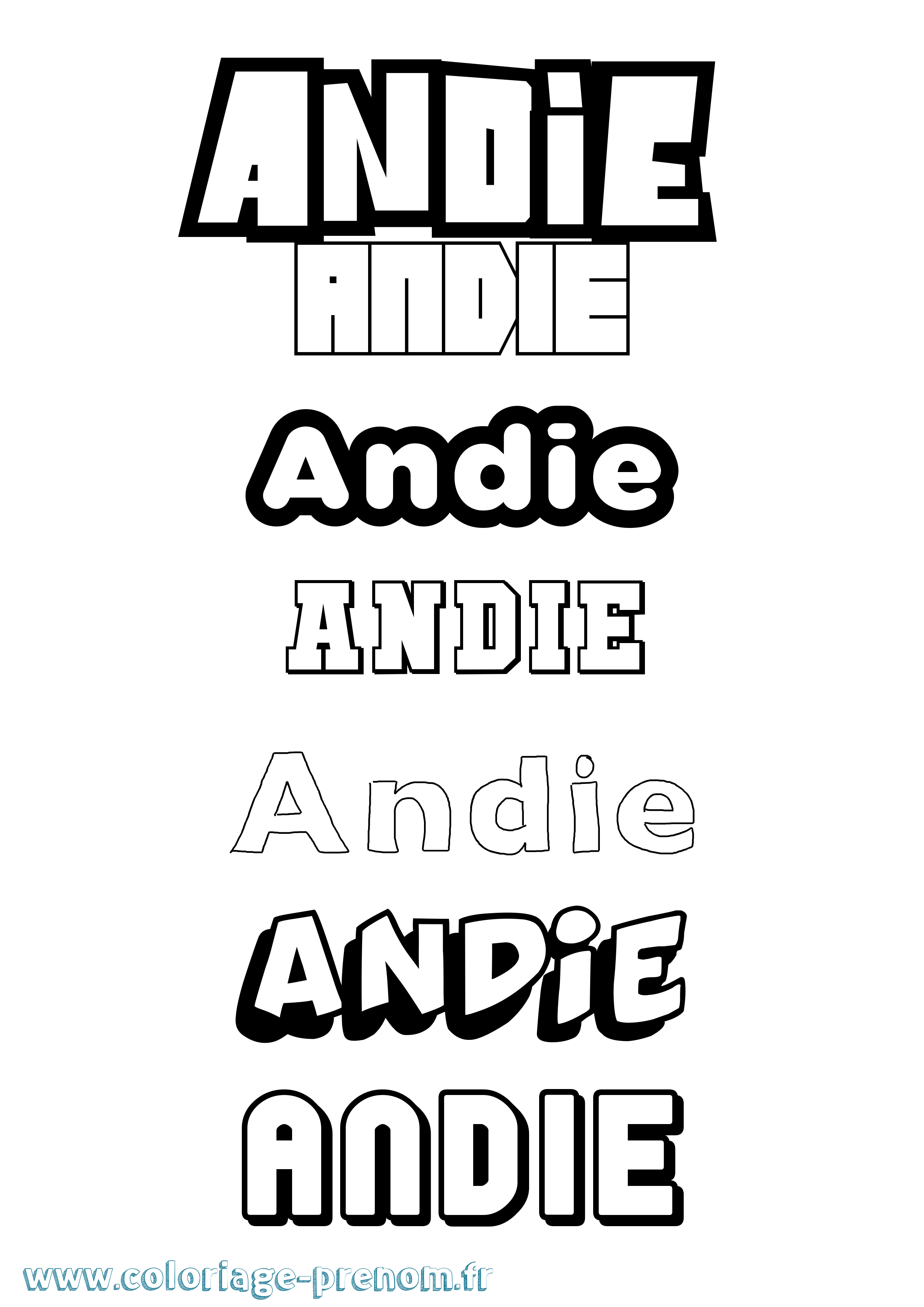 Coloriage prénom Andie Simple
