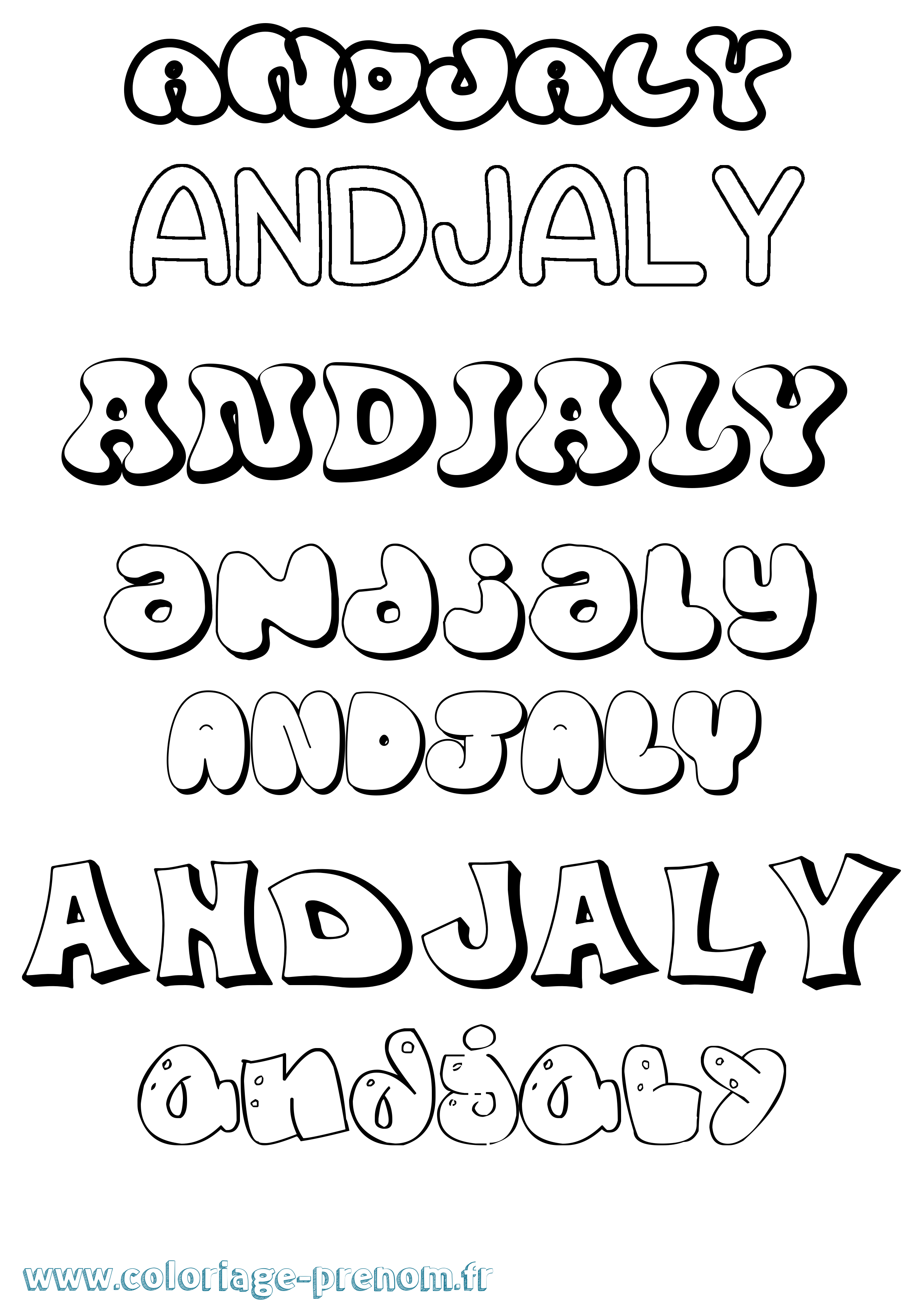 Coloriage Andjaly Bubble Coloriage prénom Andjaly Bubble