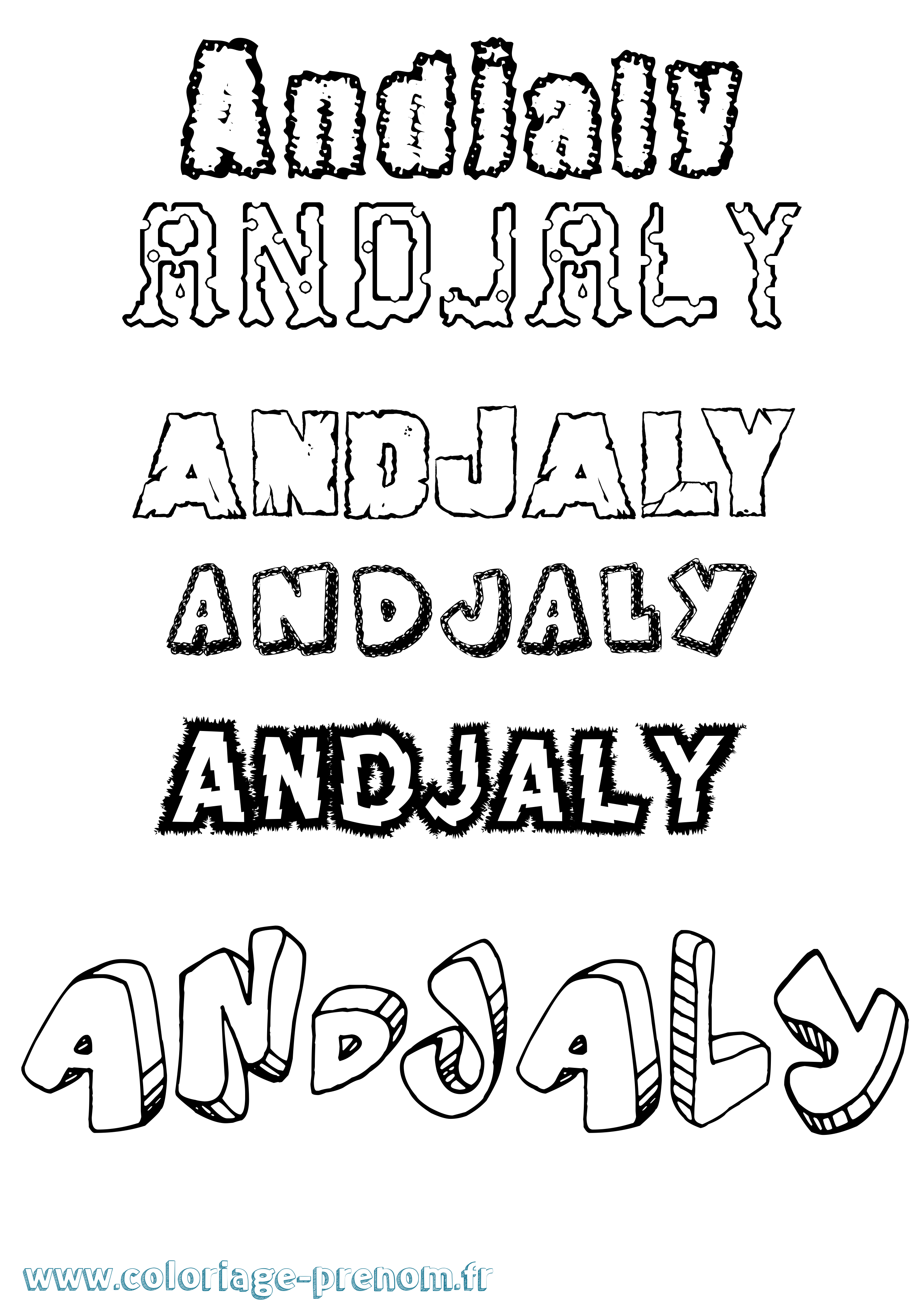 Coloriage Andjaly Destructuré Coloriage prénom Andjaly Destructuré