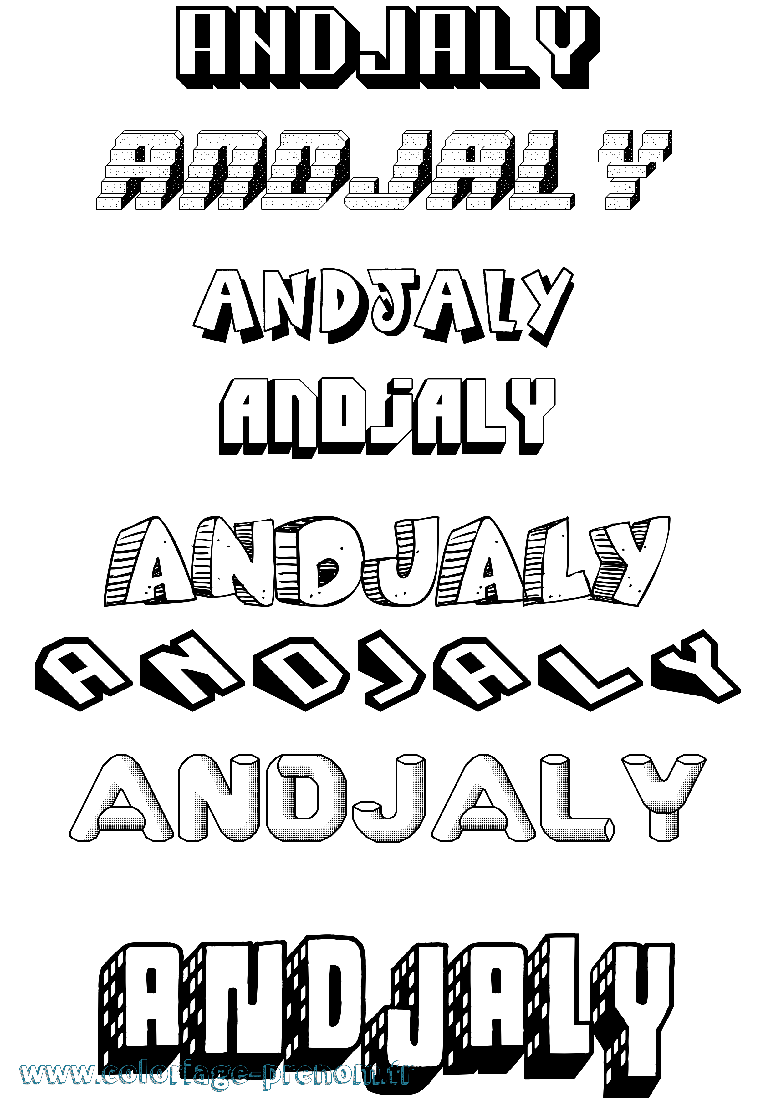 Coloriage Andjaly Effet 3D Coloriage prénom Andjaly Effet 3D