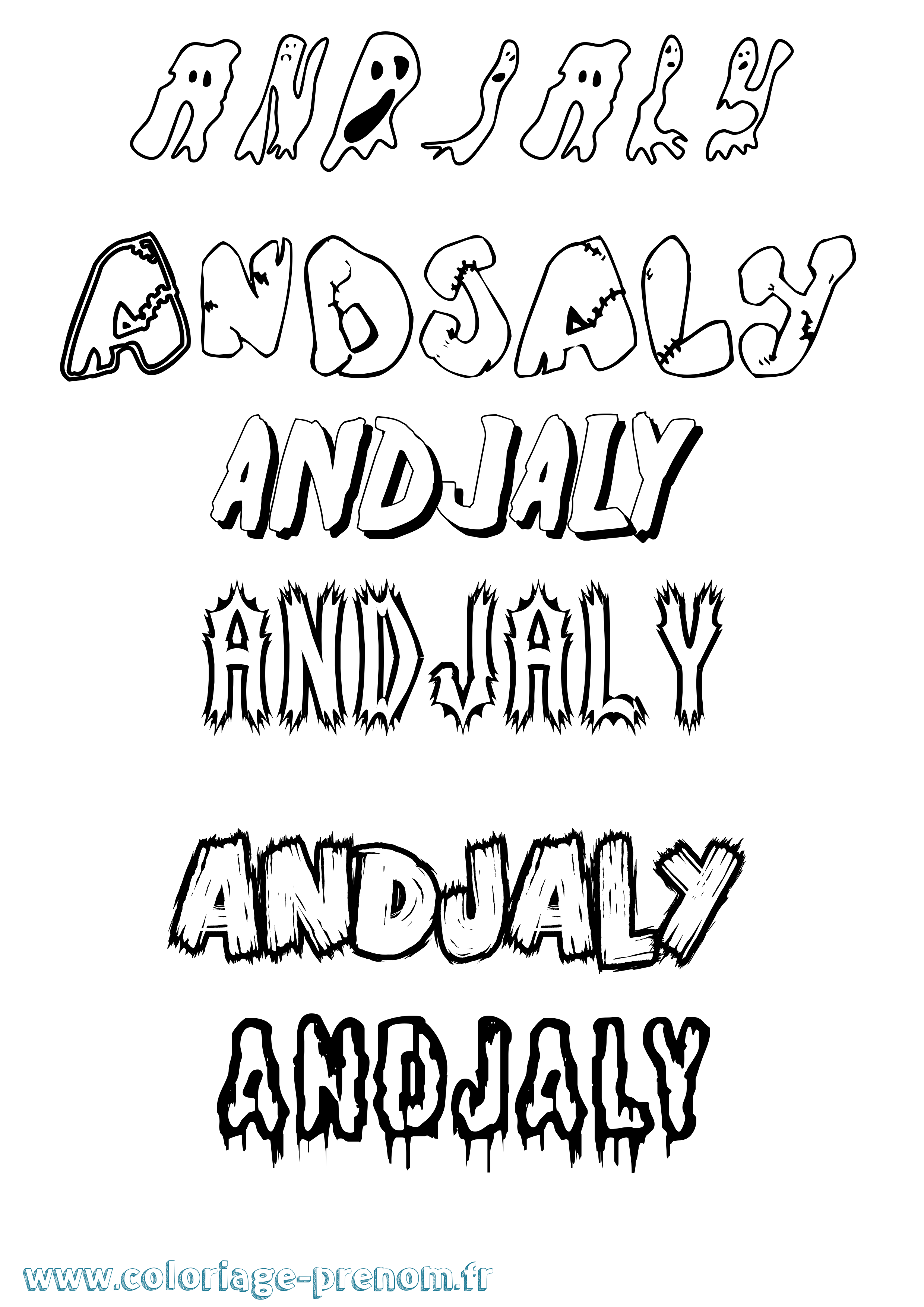 Coloriage prénom Andjaly Frisson