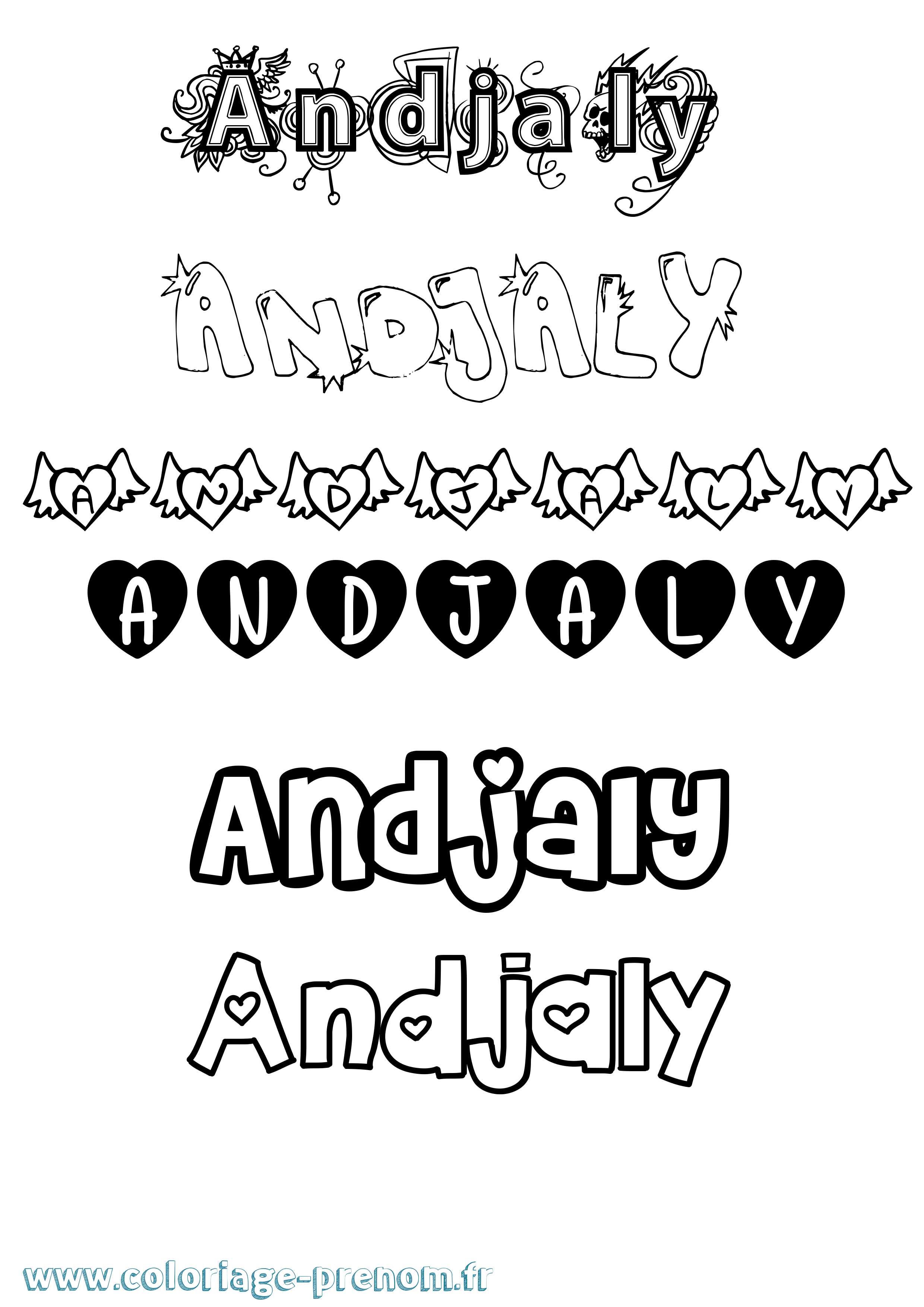 Coloriage Andjaly Girly Coloriage prénom Andjaly Girly