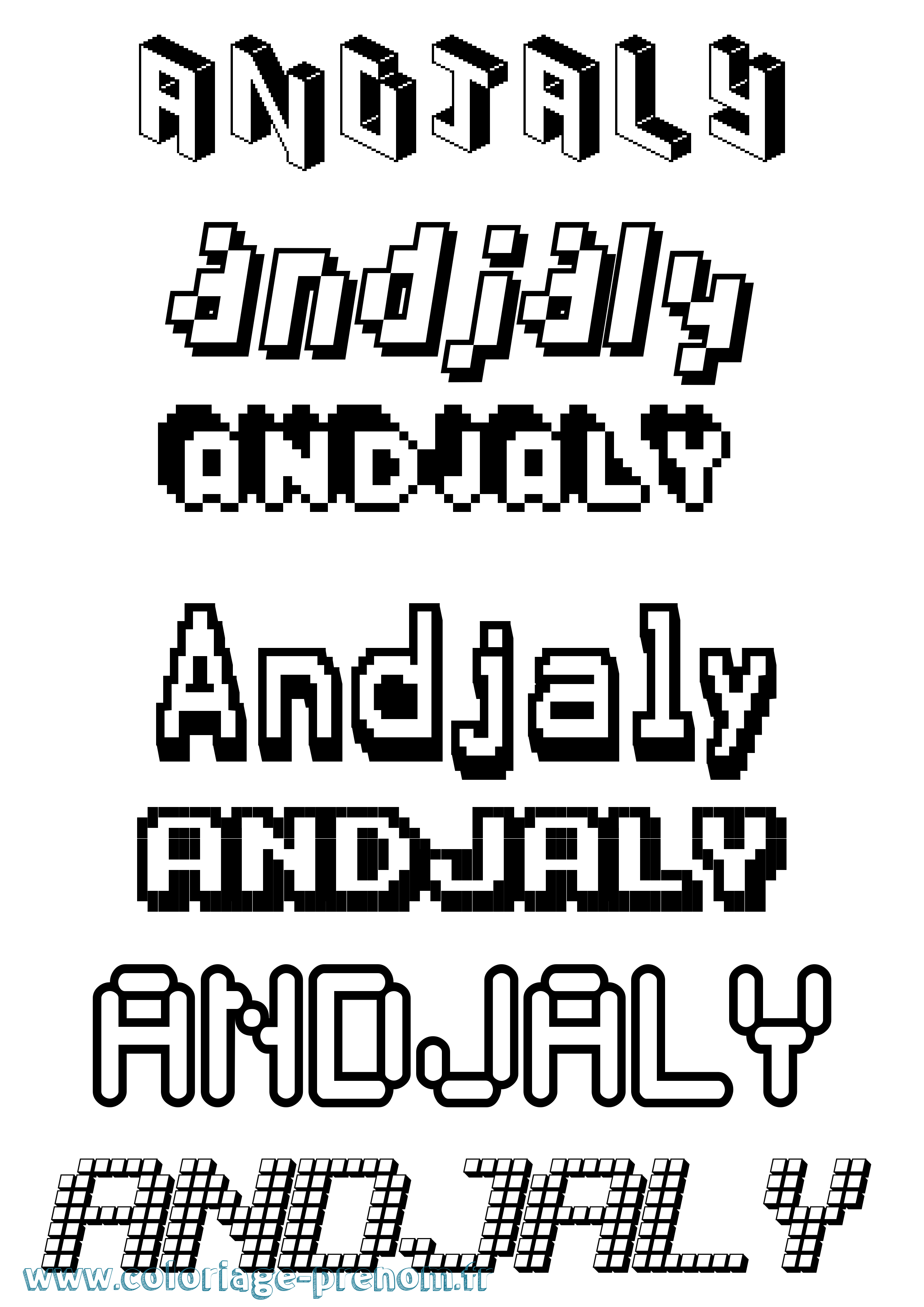 Coloriage Andjaly Pixel Coloriage prénom Andjaly Pixel
