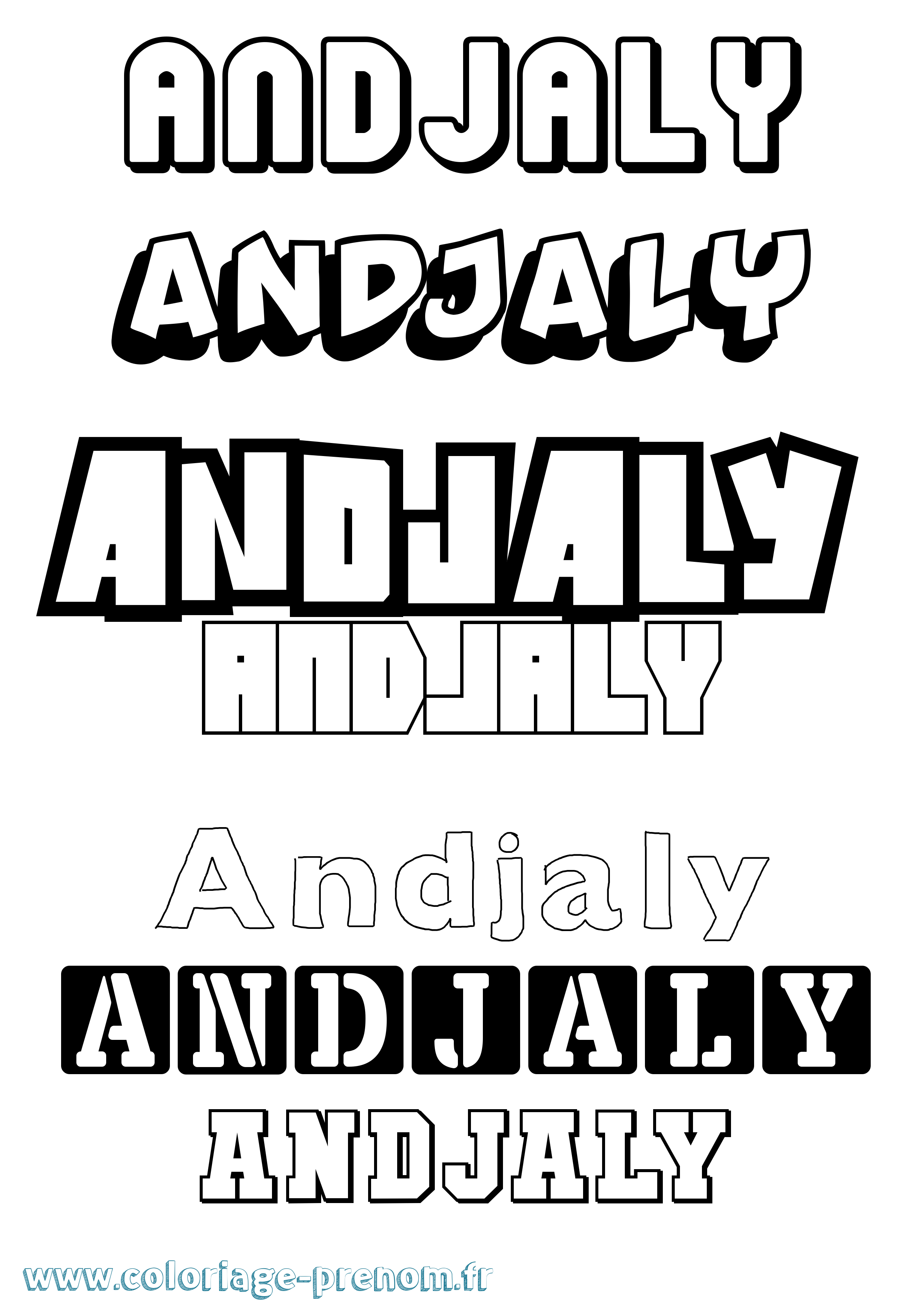 Coloriage Andjaly Simple Coloriage prénom Andjaly Simple