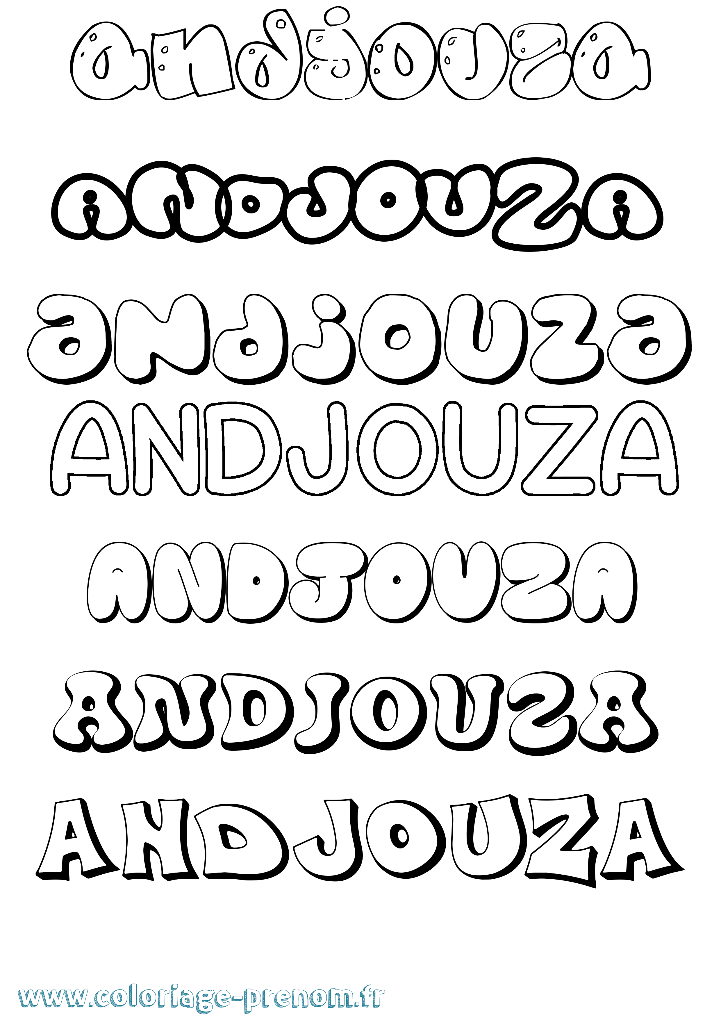Coloriage prénom Andjouza Bubble