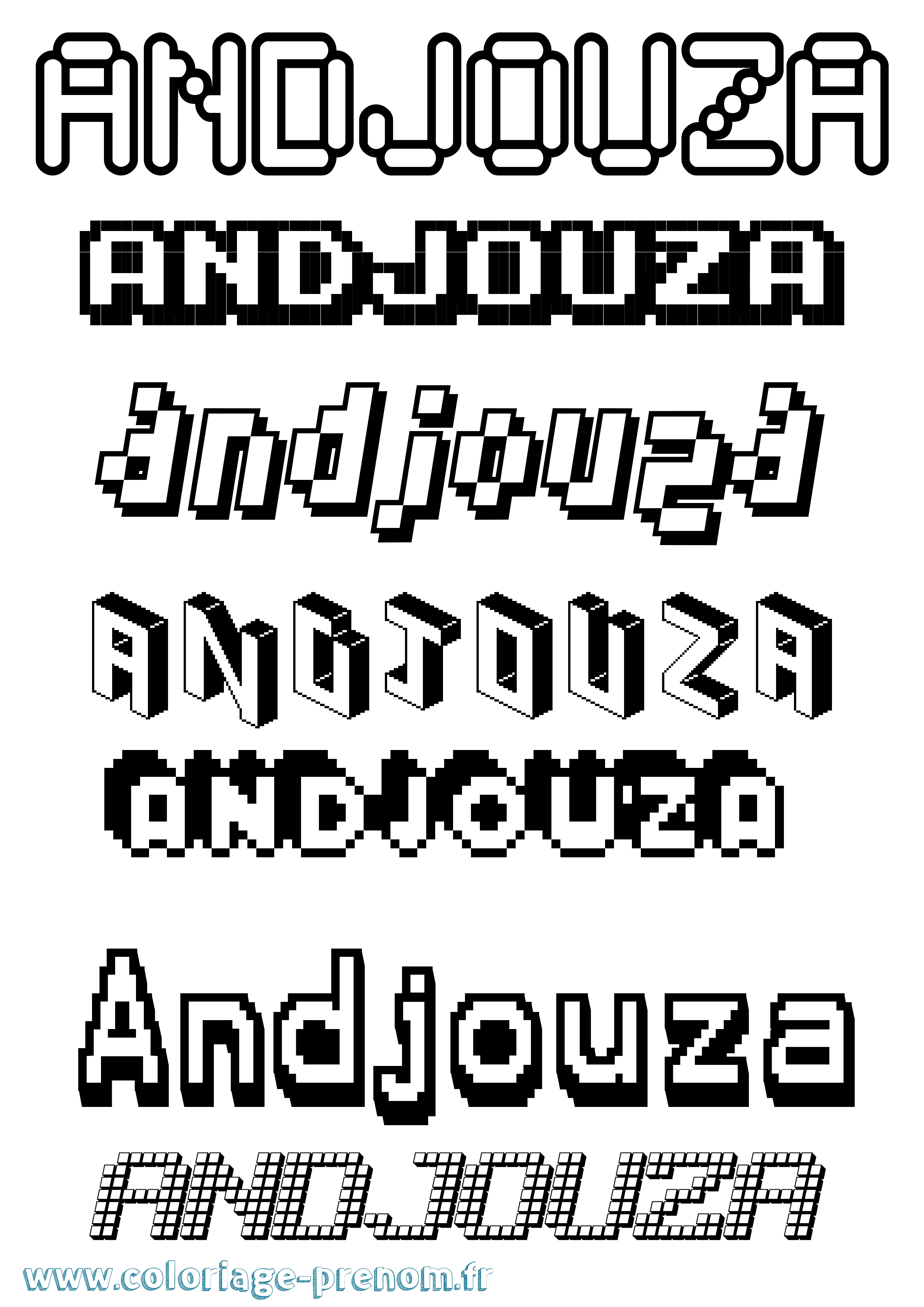 Coloriage prénom Andjouza Pixel