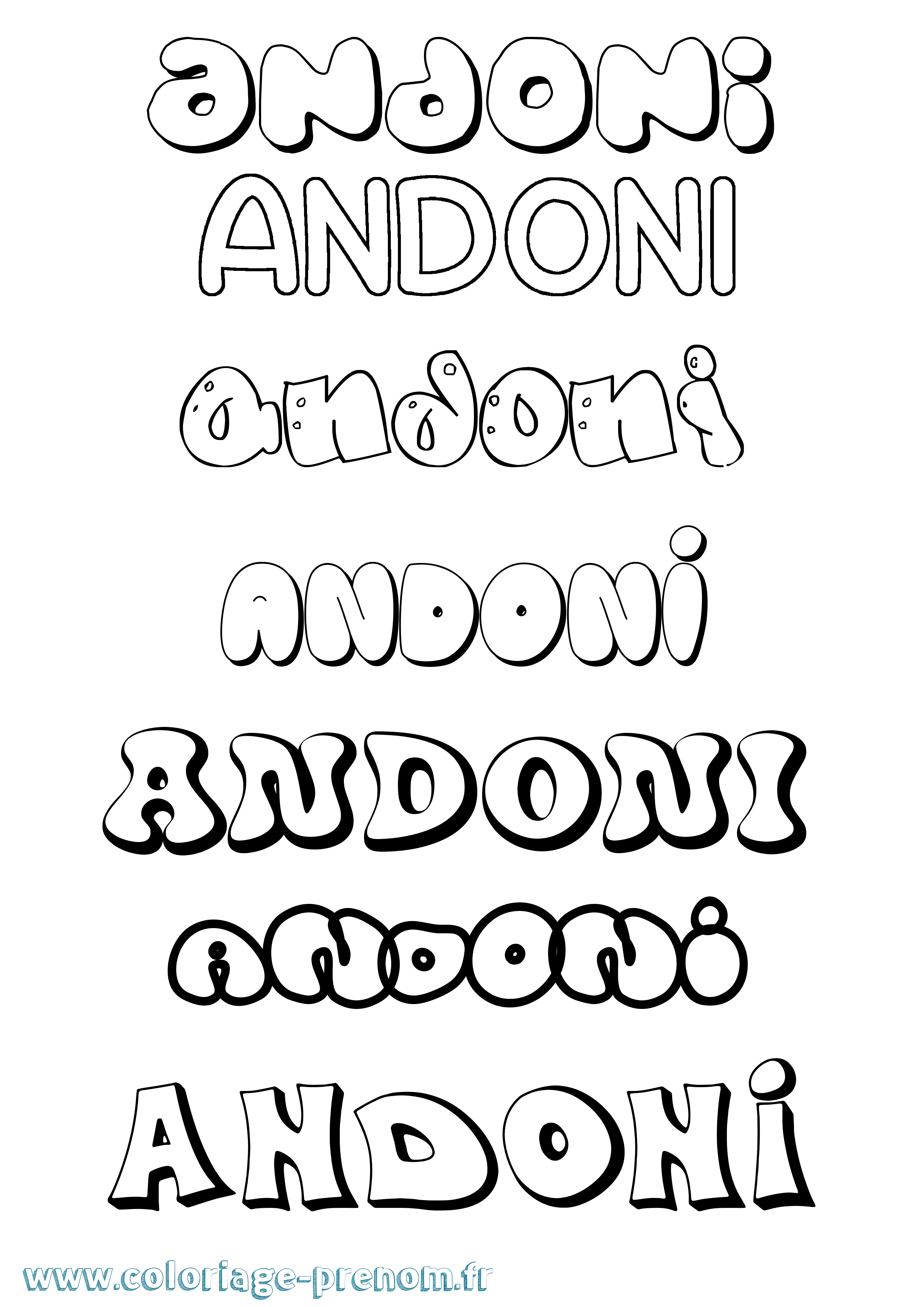 Coloriage prénom Andoni Bubble