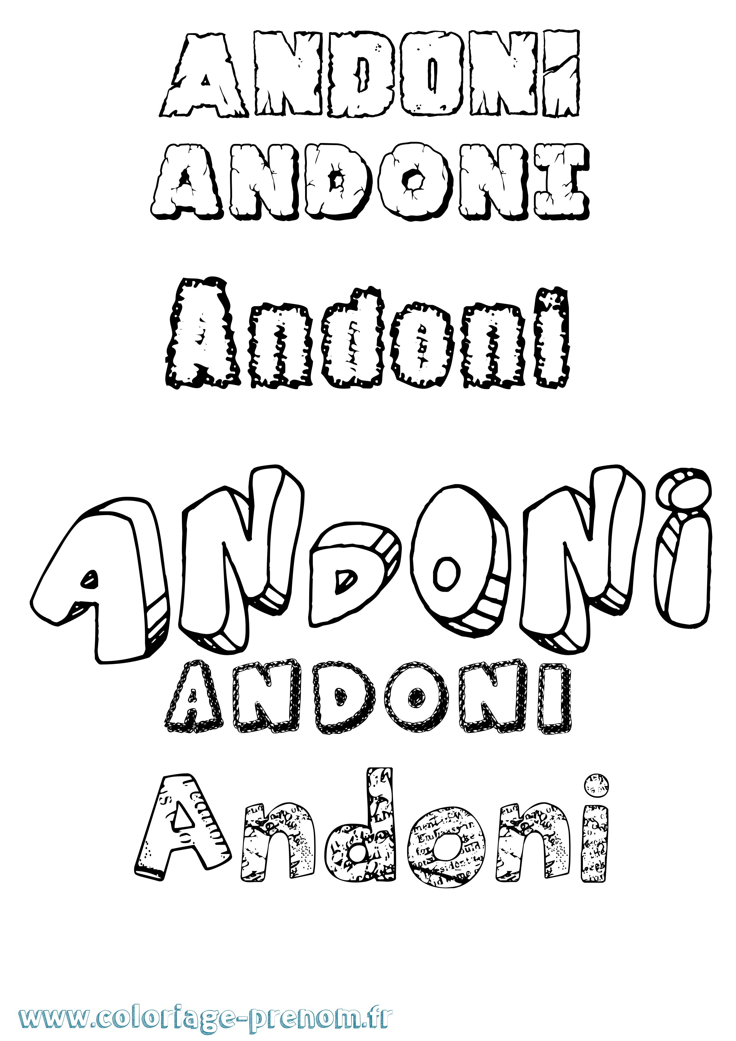 Coloriage prénom Andoni Destructuré