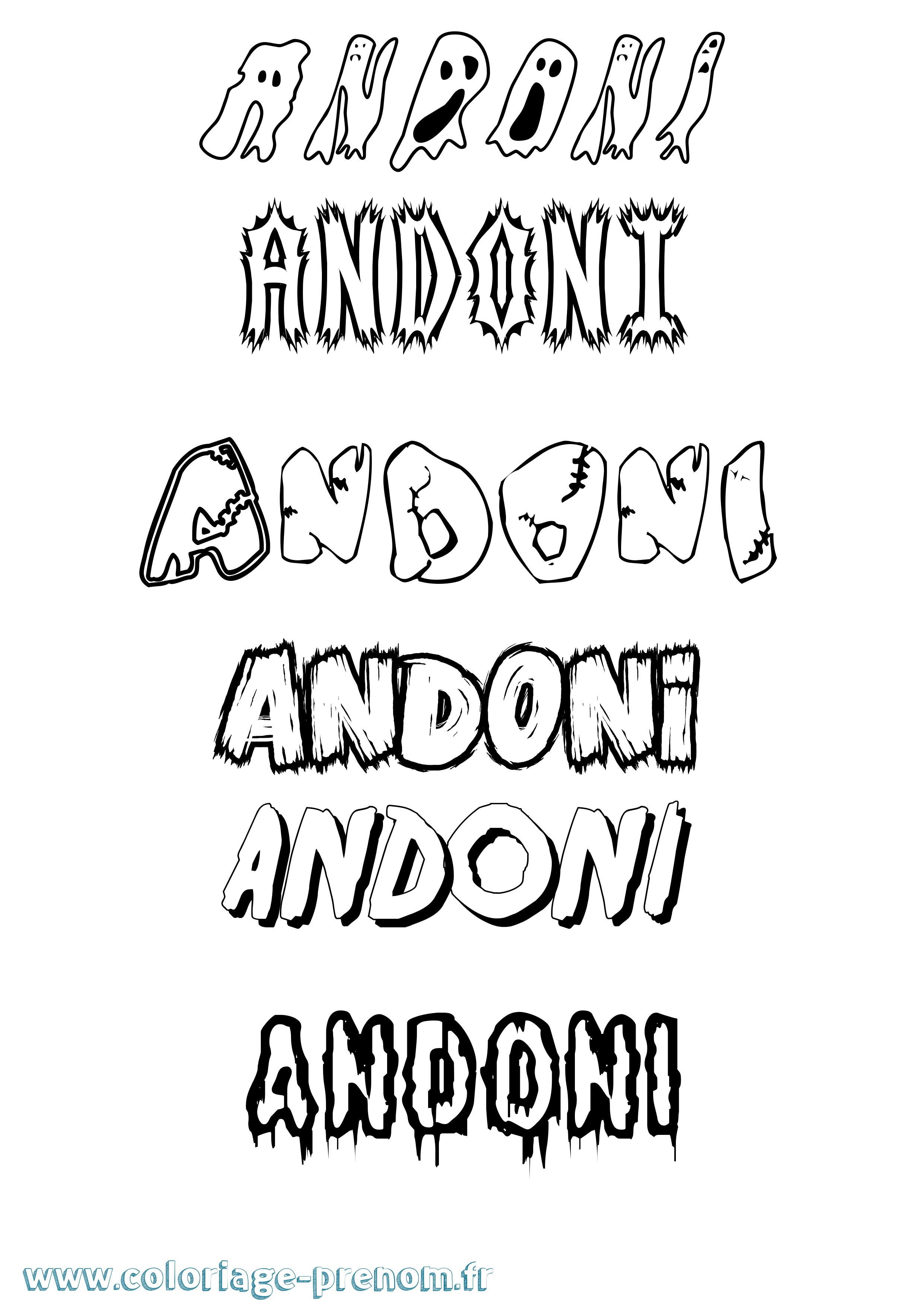 Coloriage prénom Andoni Frisson