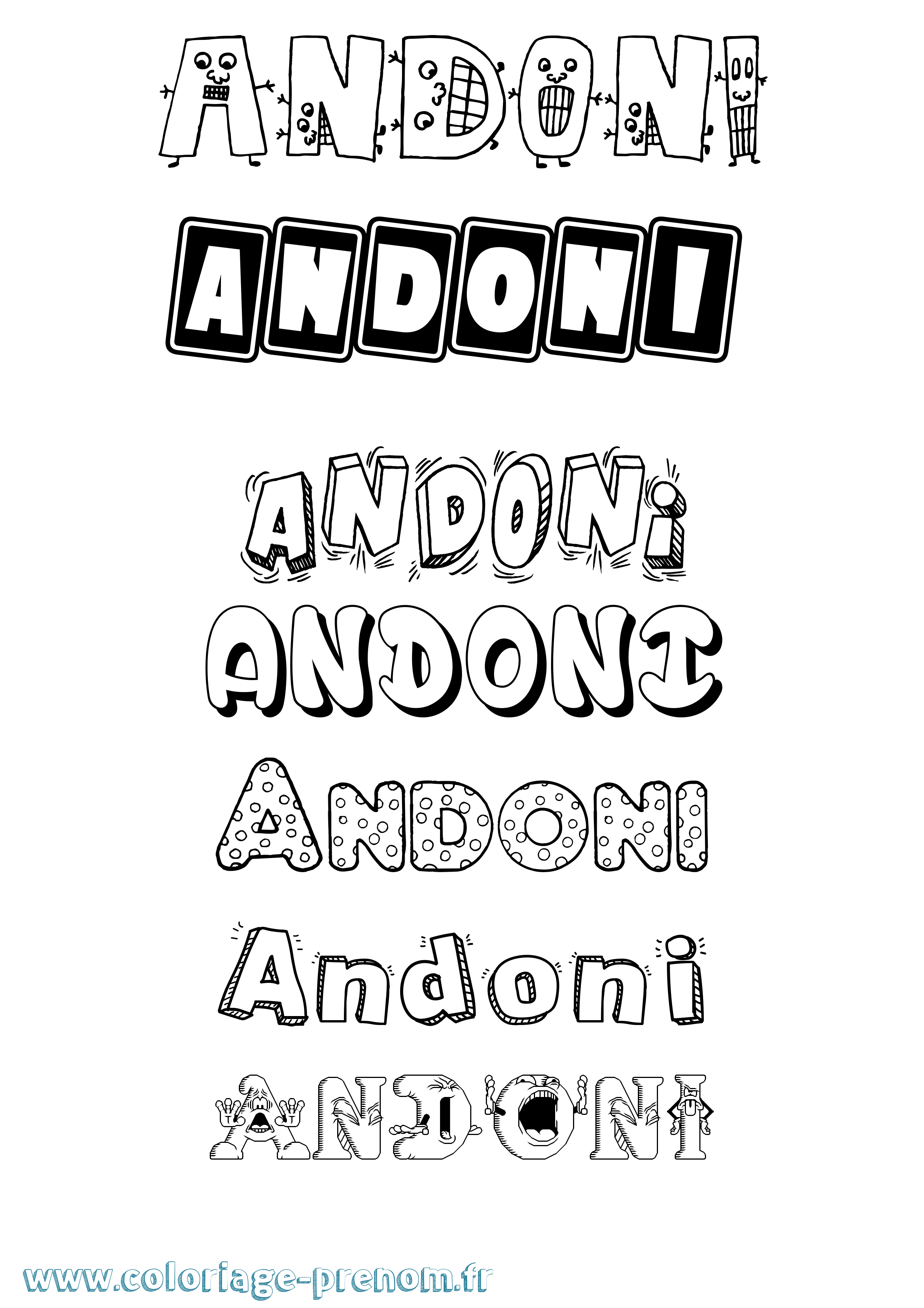 Coloriage prénom Andoni Fun