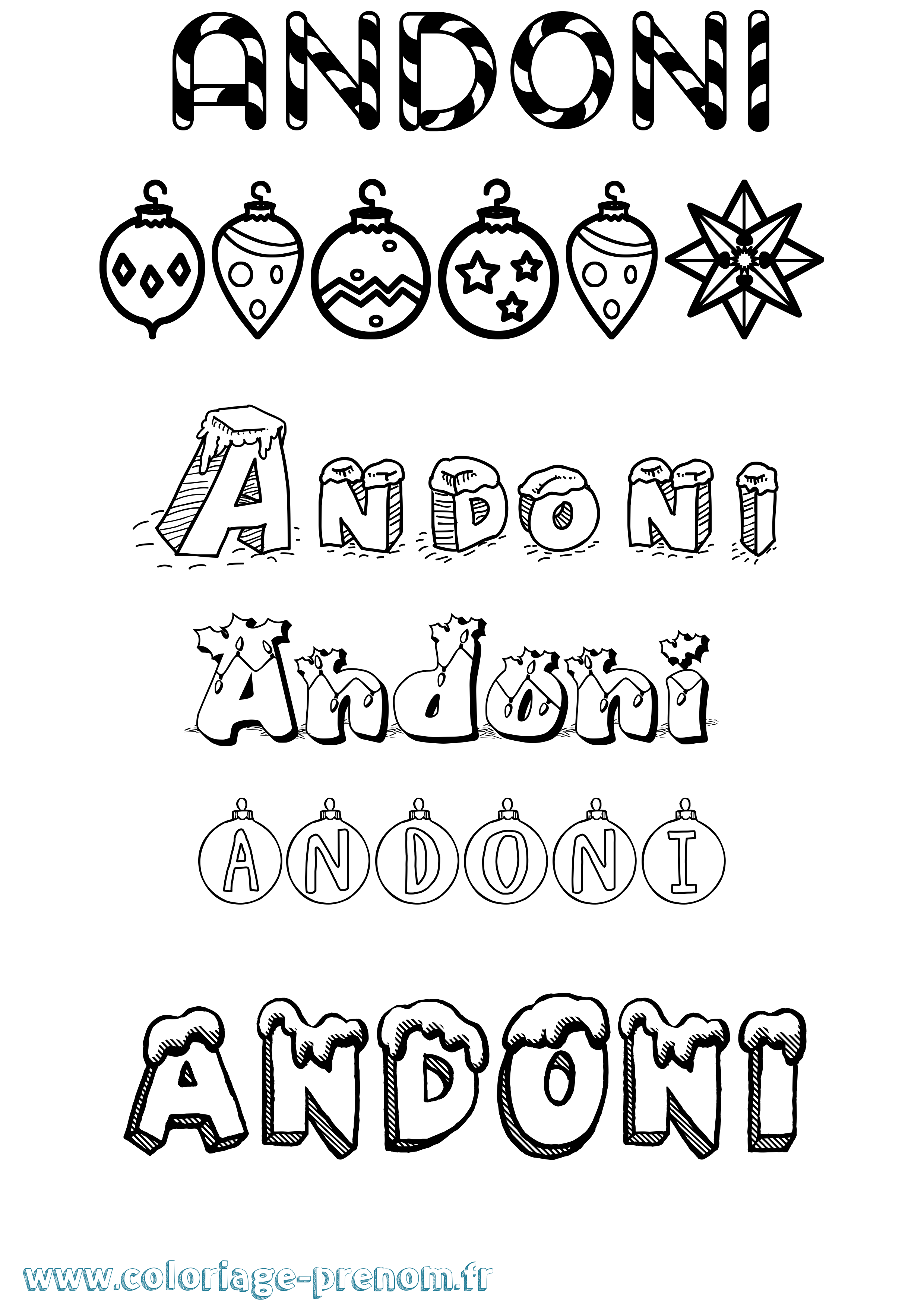 Coloriage prénom Andoni Noël