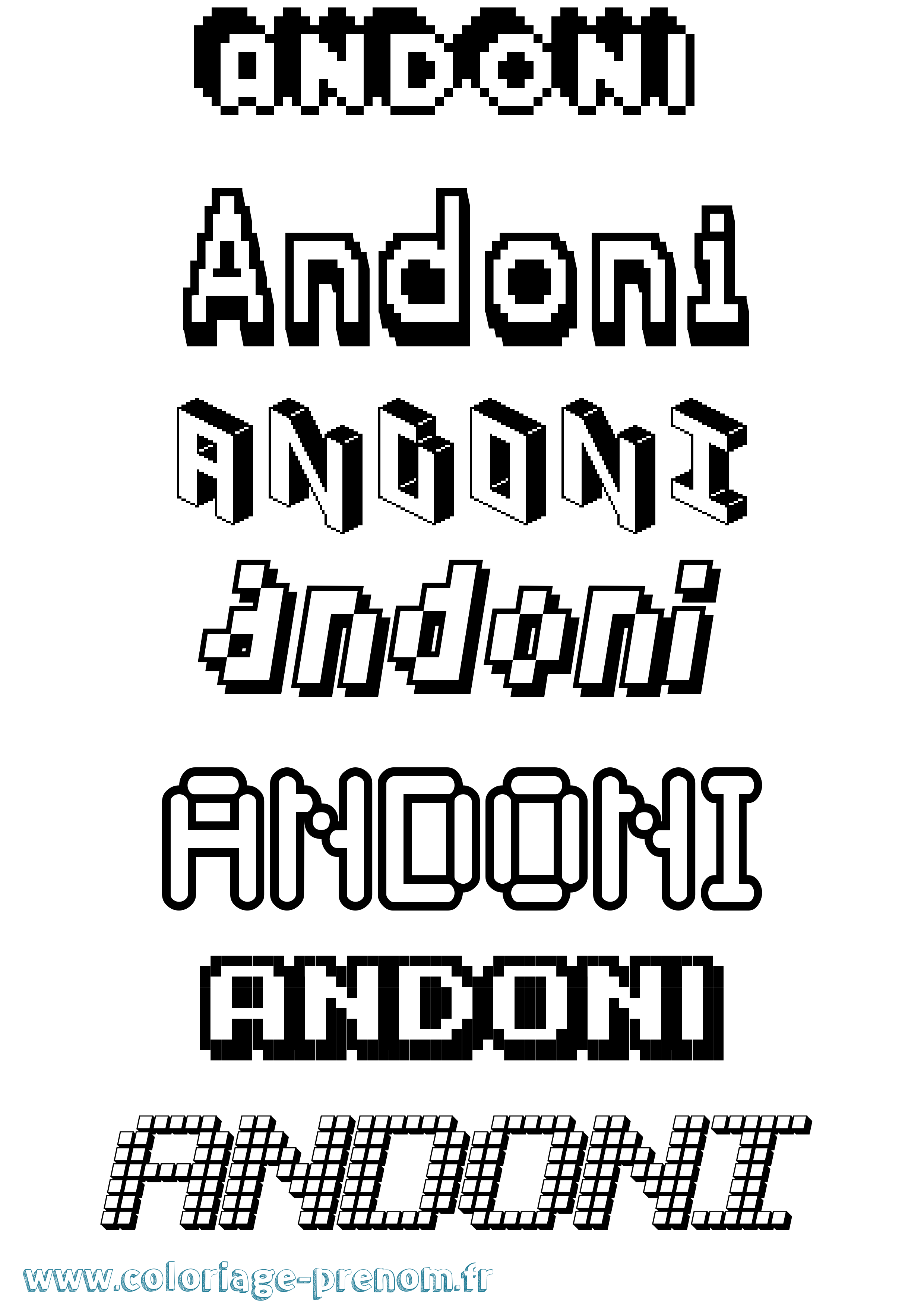Coloriage prénom Andoni Pixel