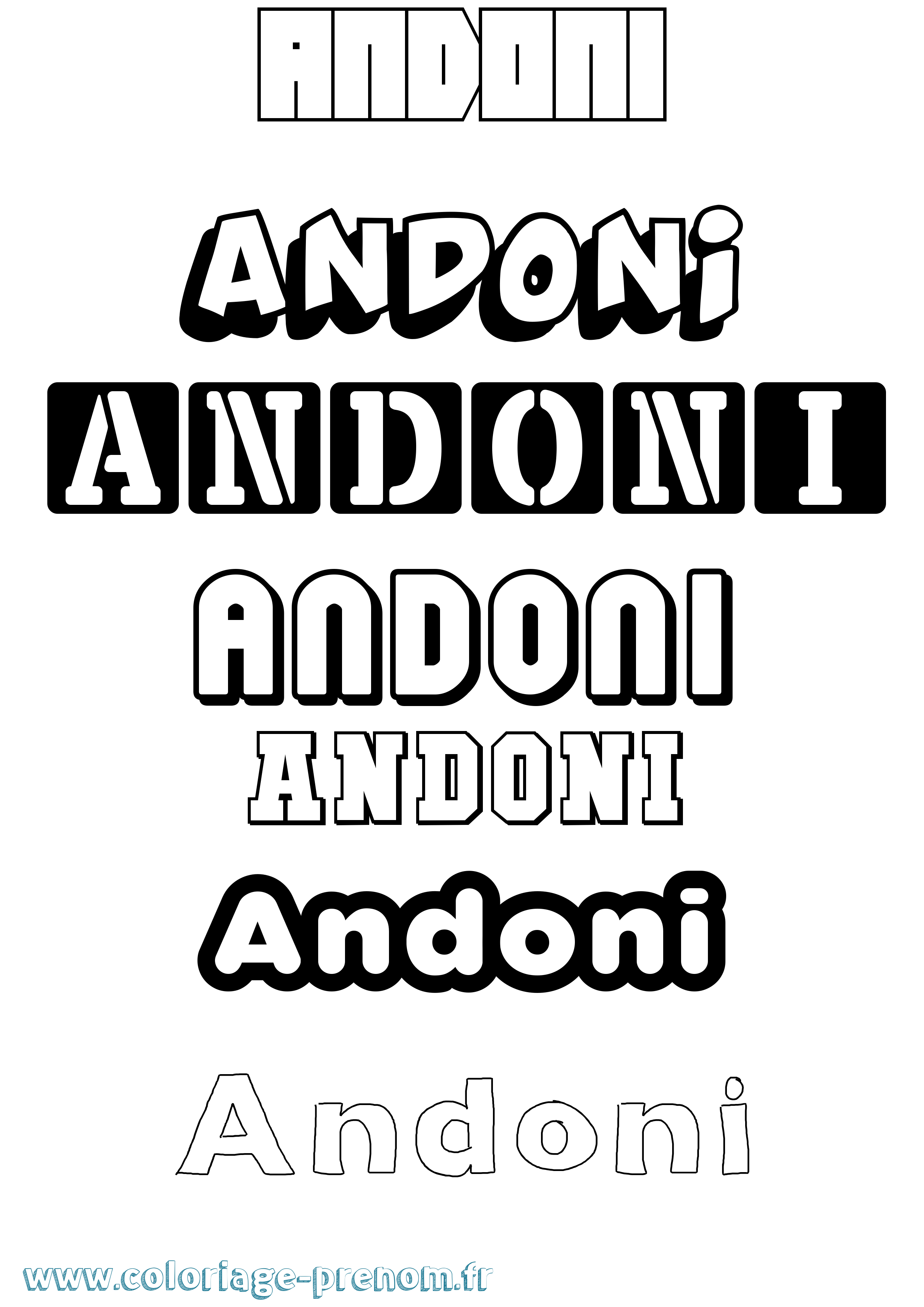 Coloriage prénom Andoni Simple