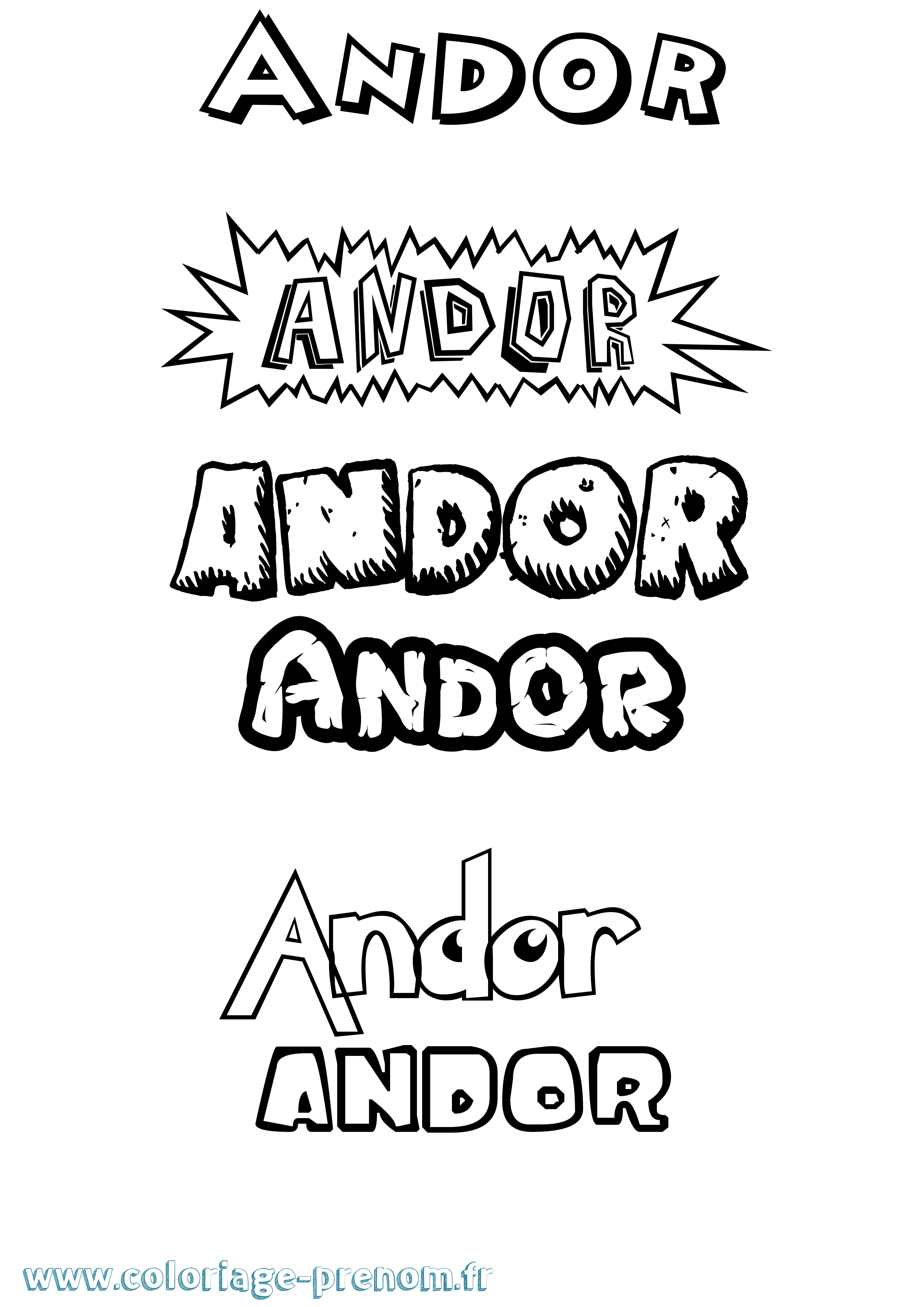 Coloriage prénom Andor Dessin Animé