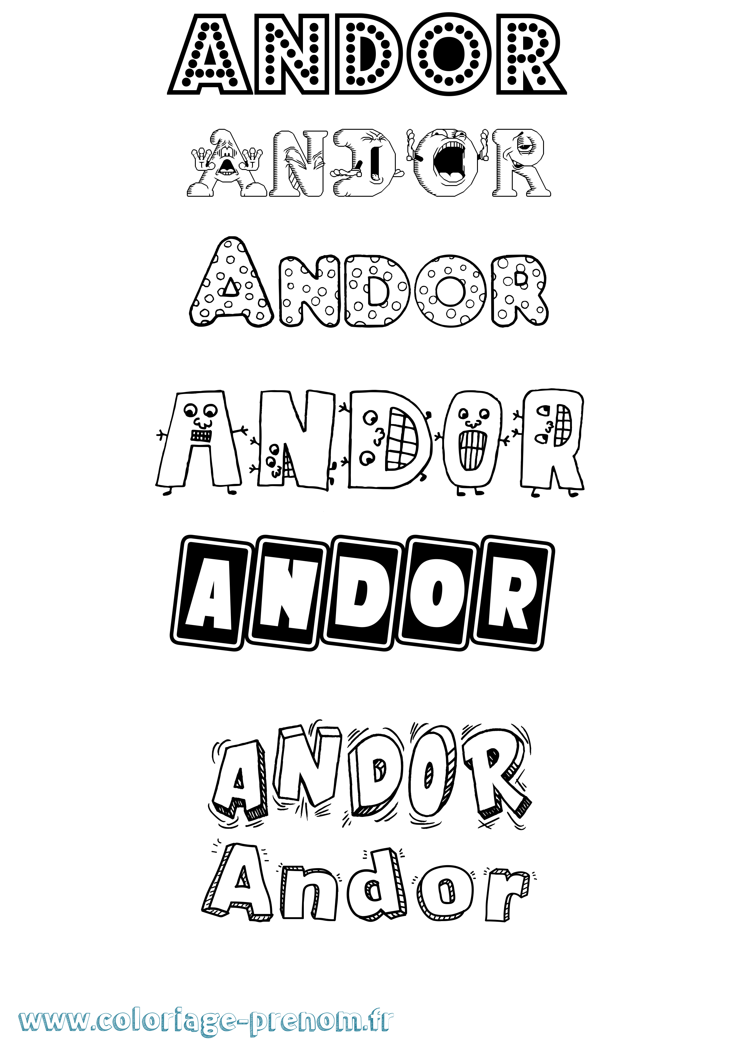 Coloriage prénom Andor Fun
