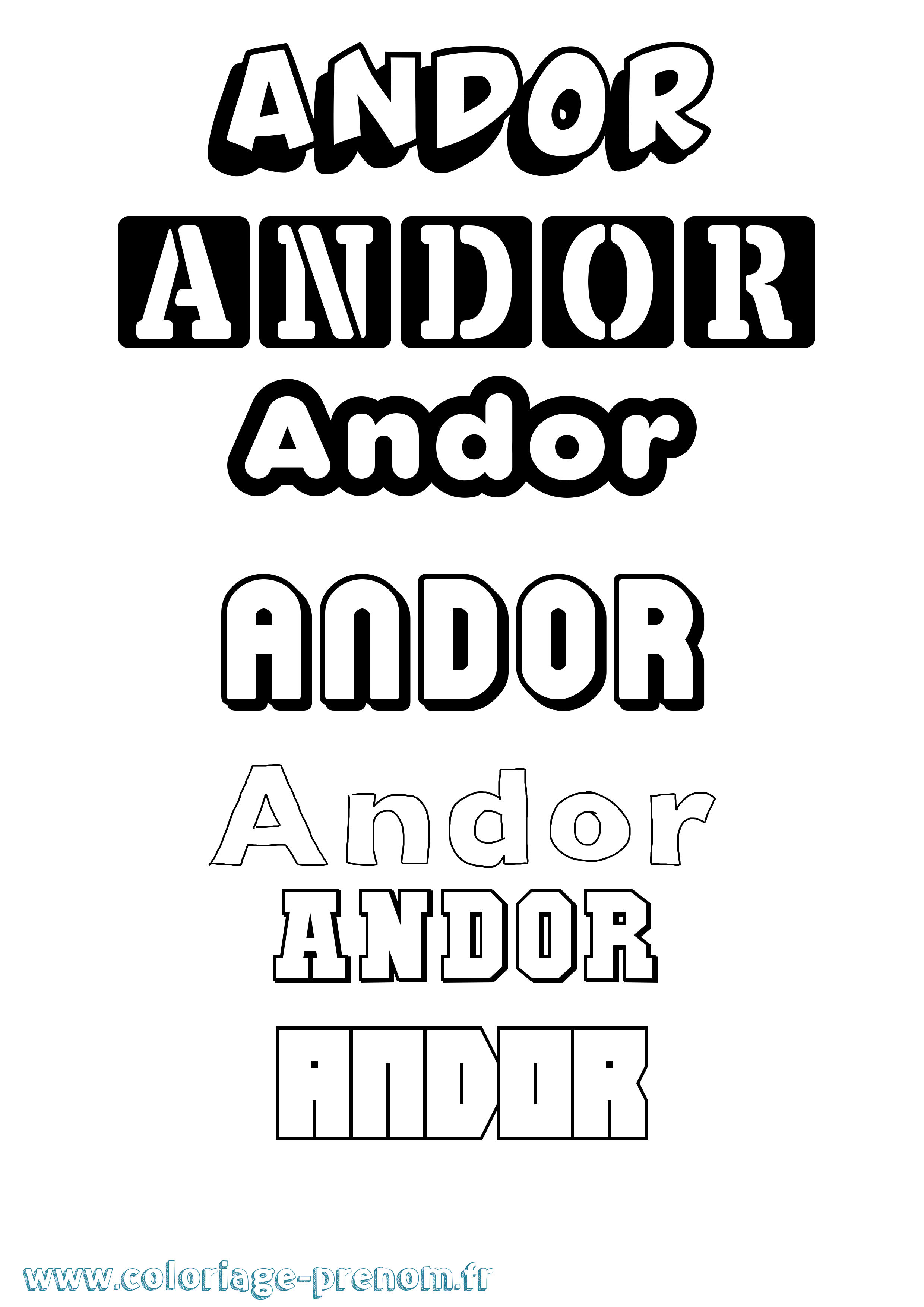 Coloriage prénom Andor Simple