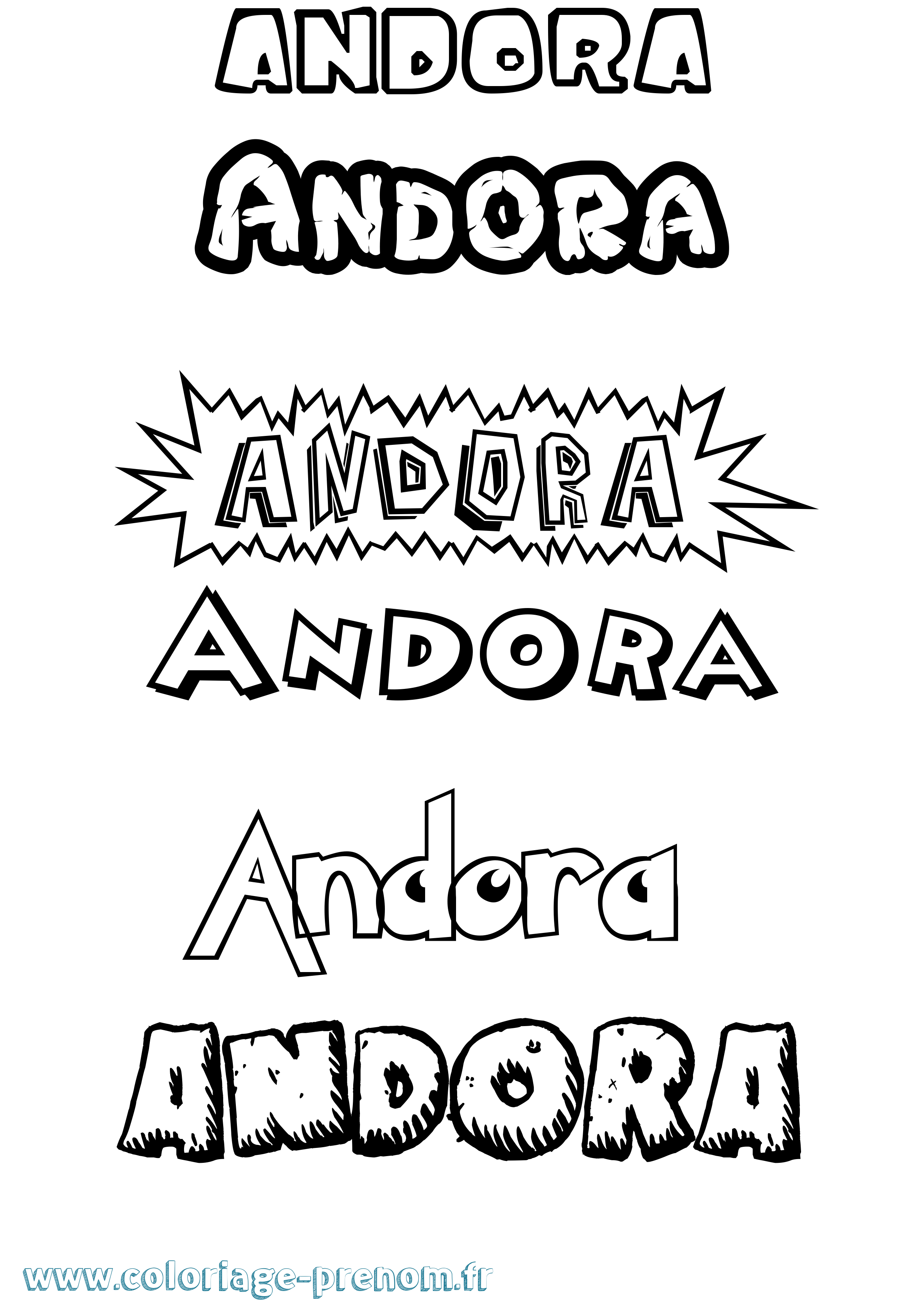 Coloriage prénom Andora Dessin Animé