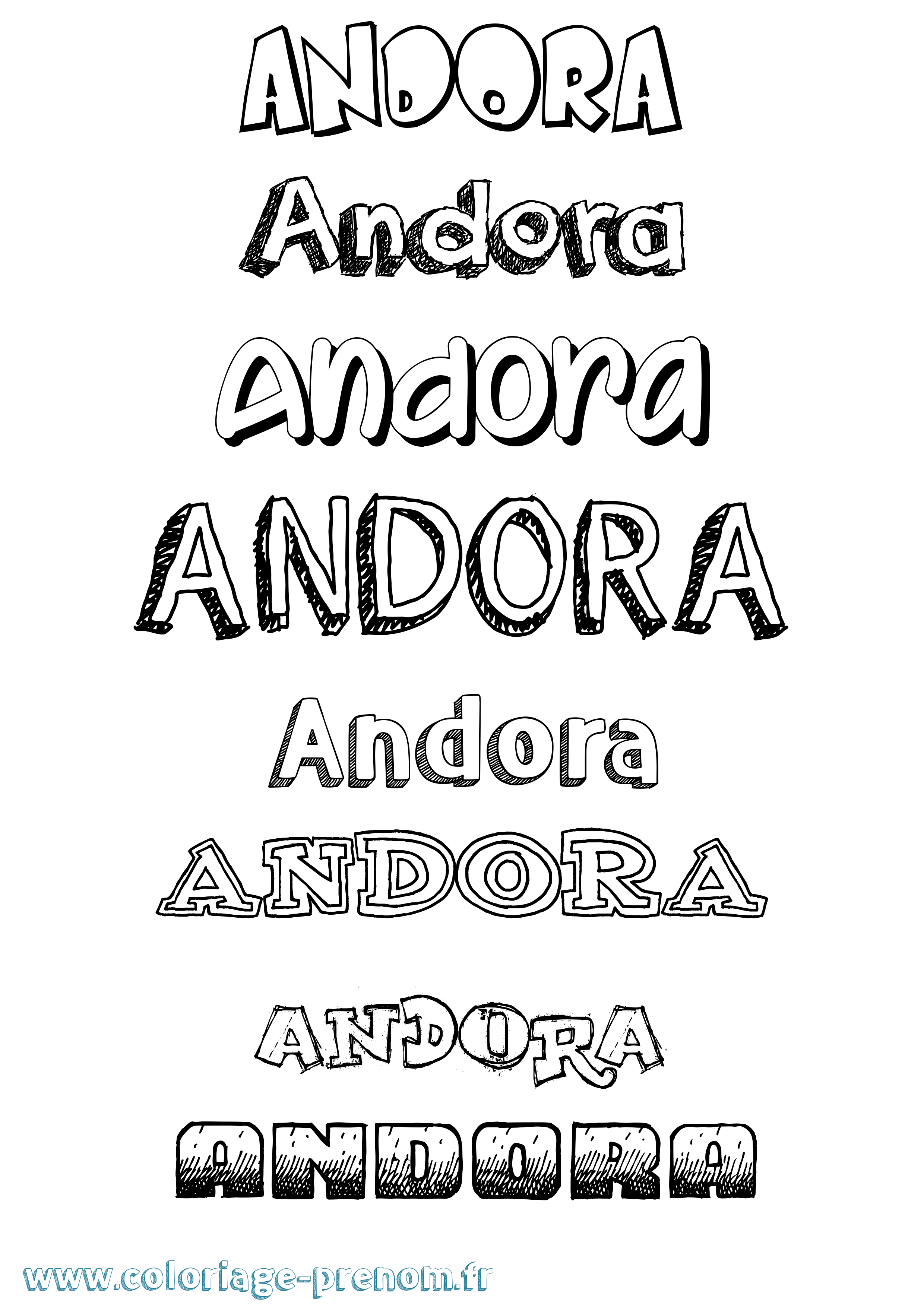 Coloriage prénom Andora Dessiné