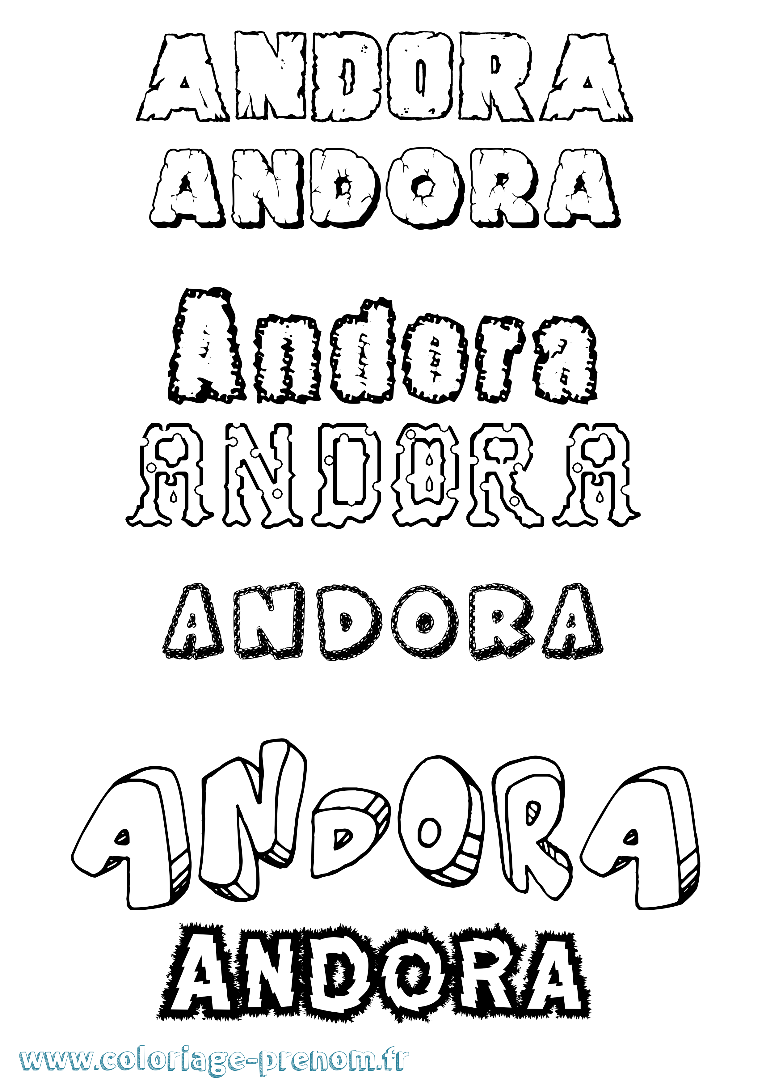Coloriage prénom Andora Destructuré