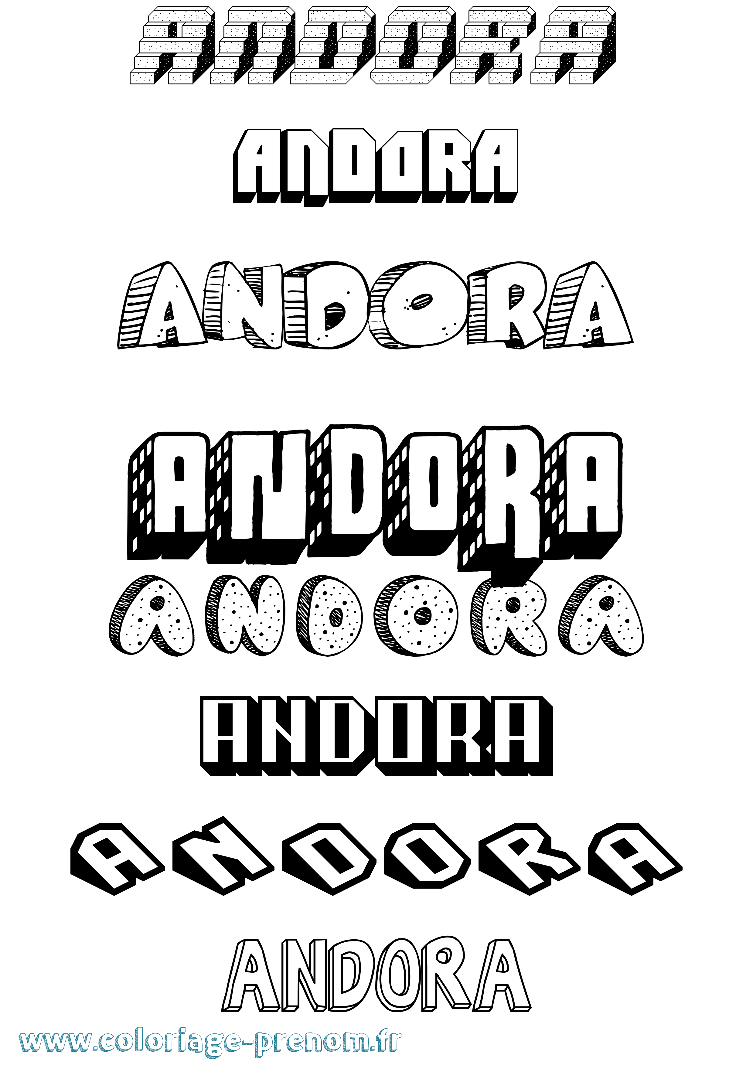 Coloriage prénom Andora Effet 3D