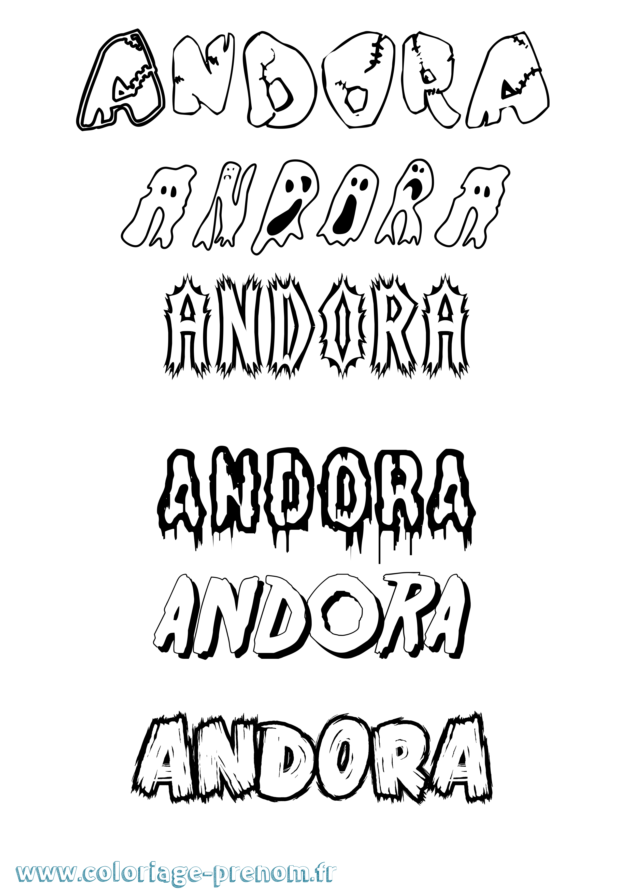 Coloriage prénom Andora Frisson