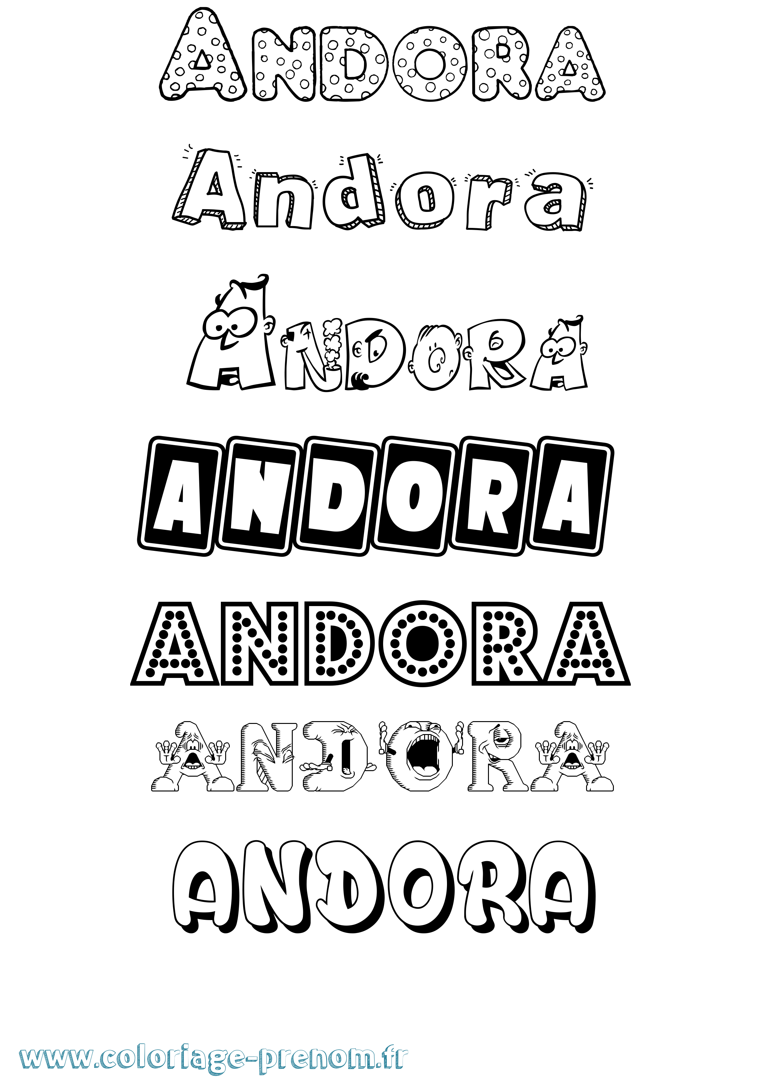Coloriage prénom Andora Fun