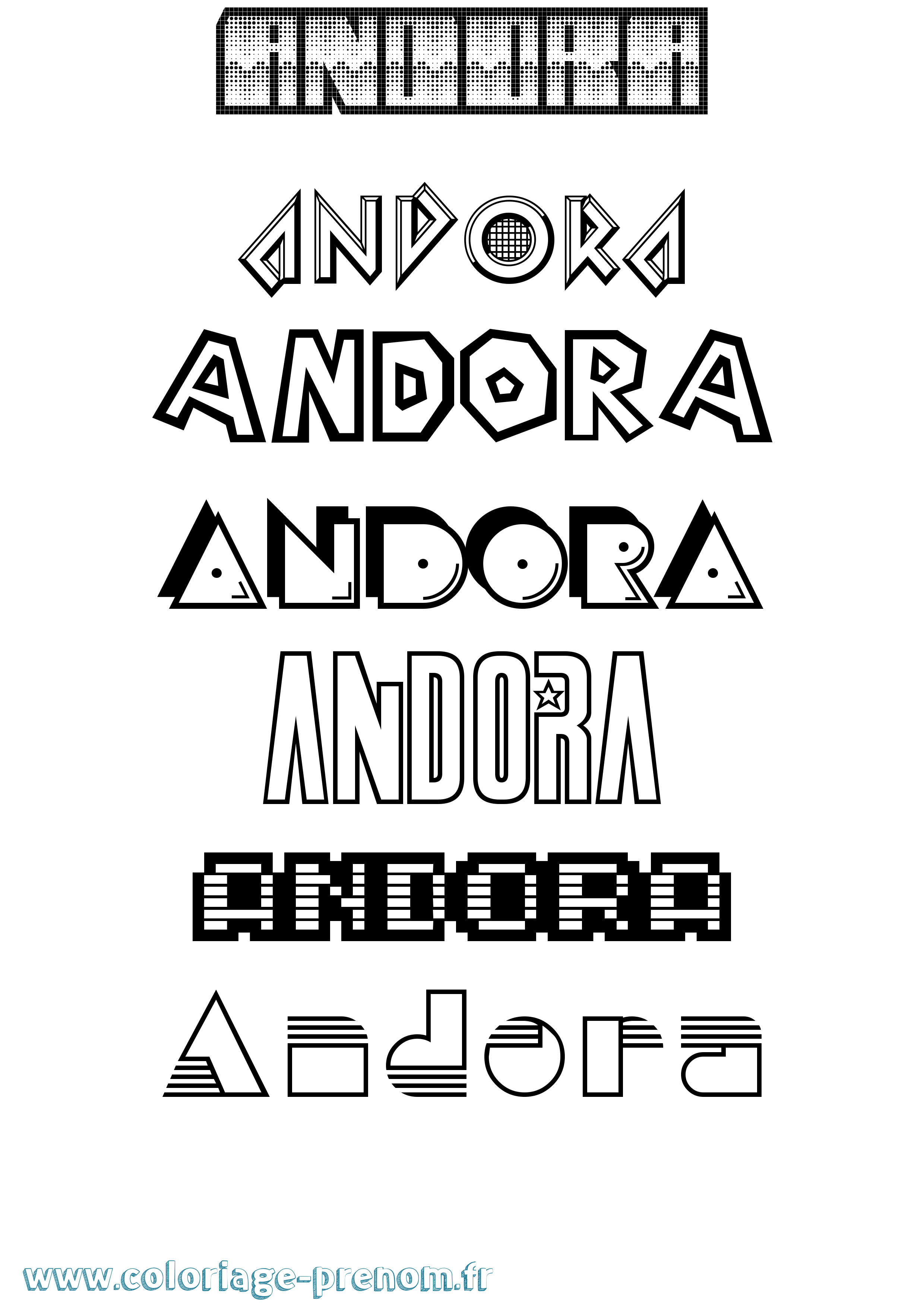 Coloriage prénom Andora Jeux Vidéos