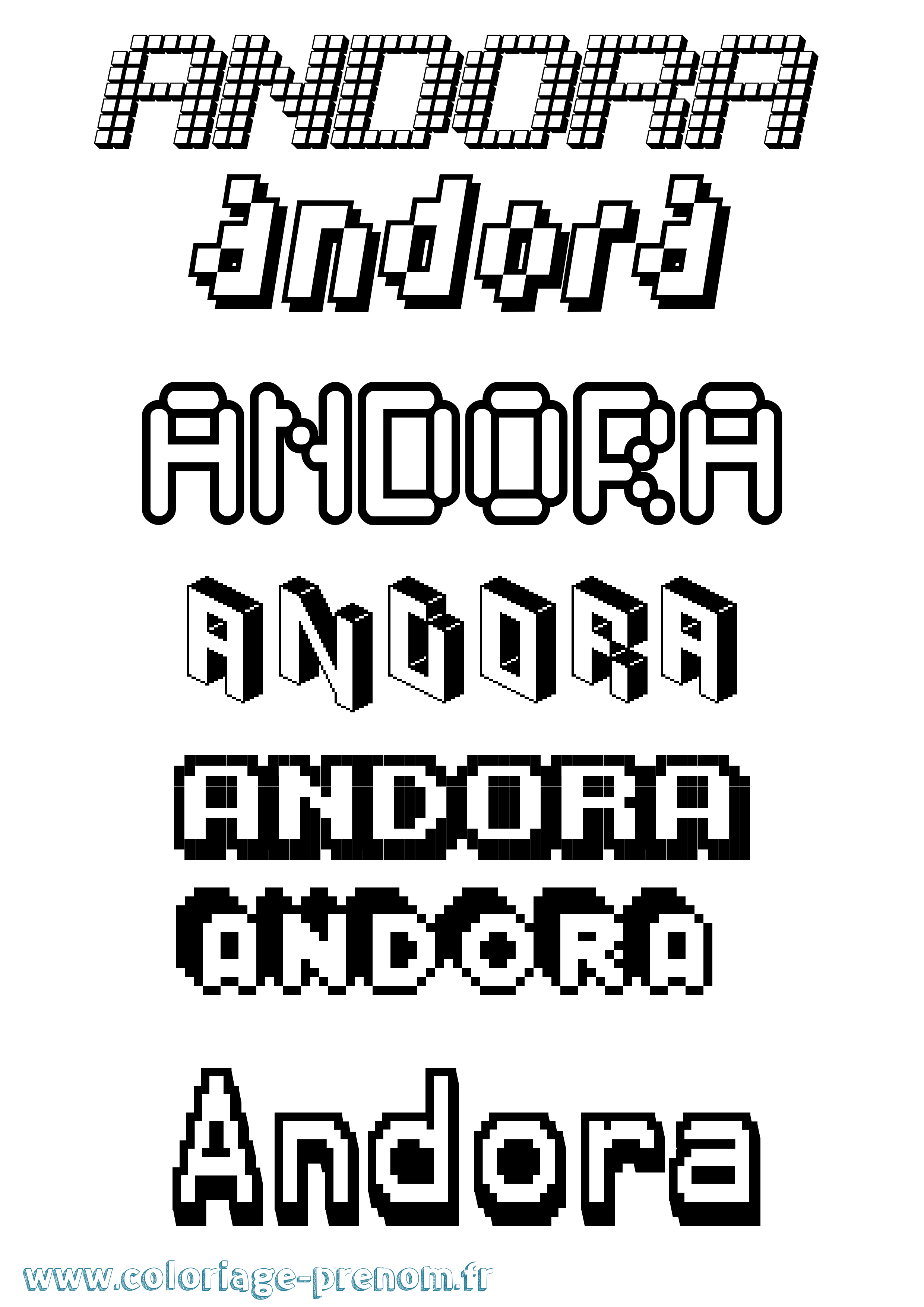 Coloriage prénom Andora Pixel