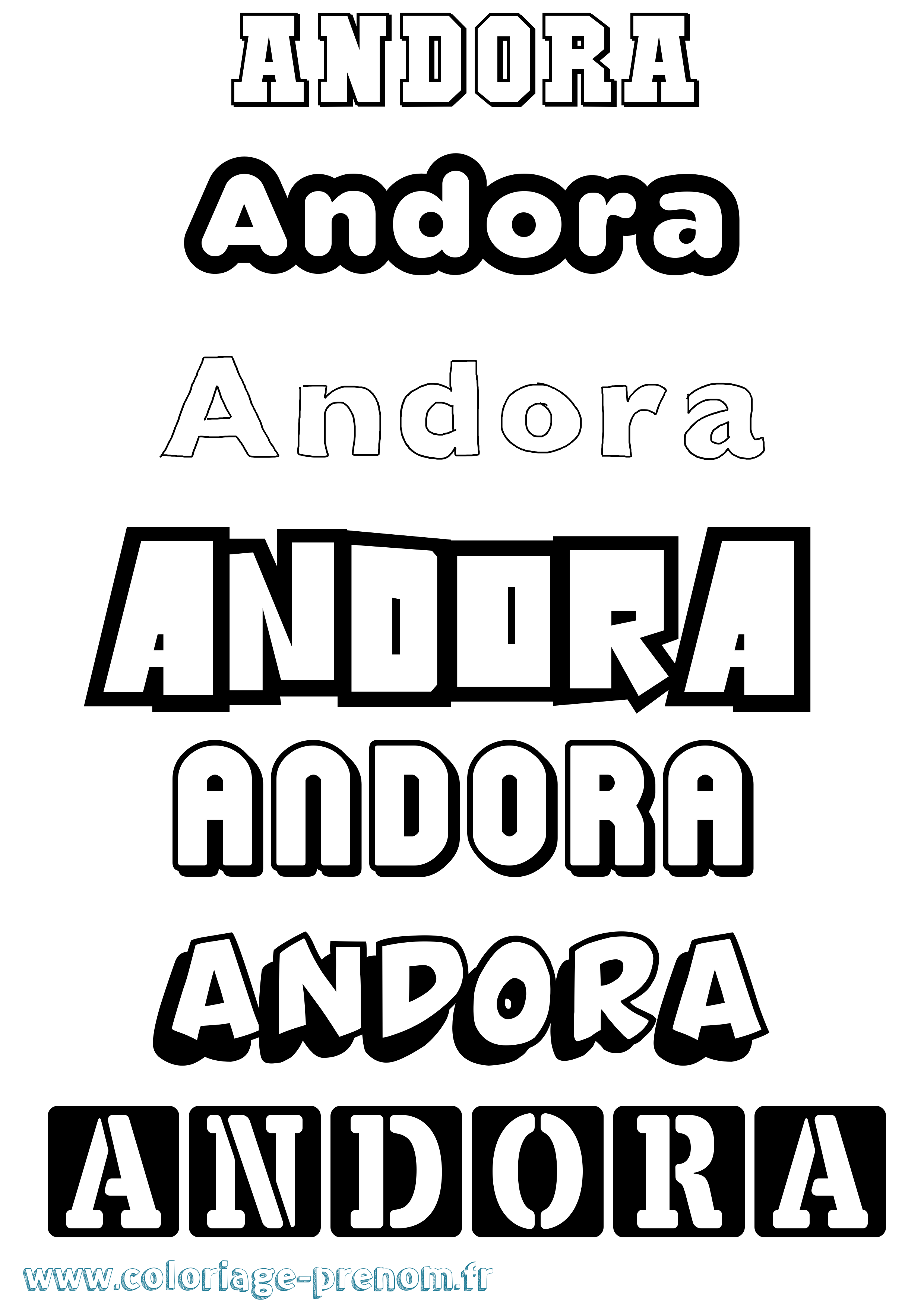 Coloriage prénom Andora Simple