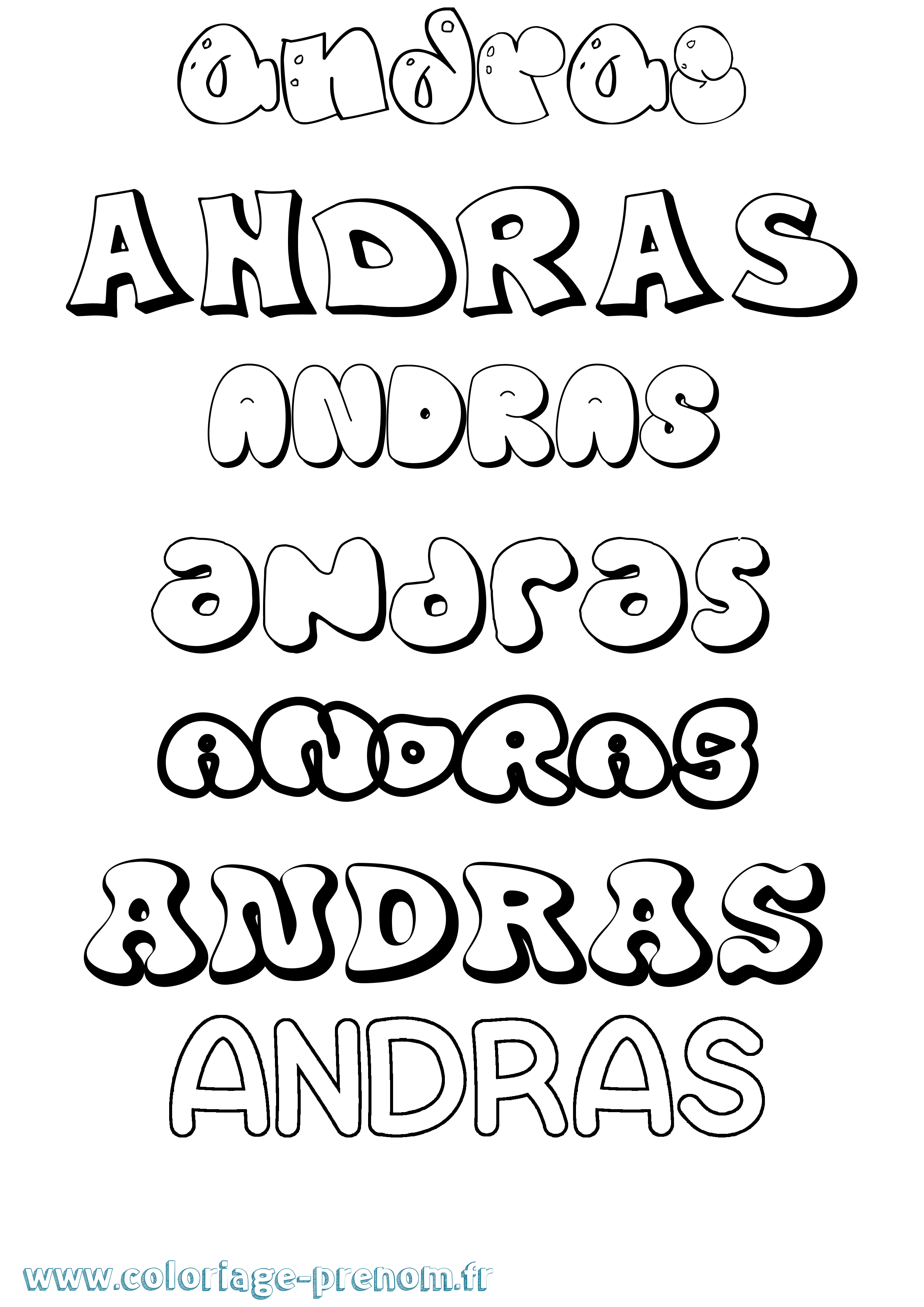 Coloriage prénom Andras Bubble