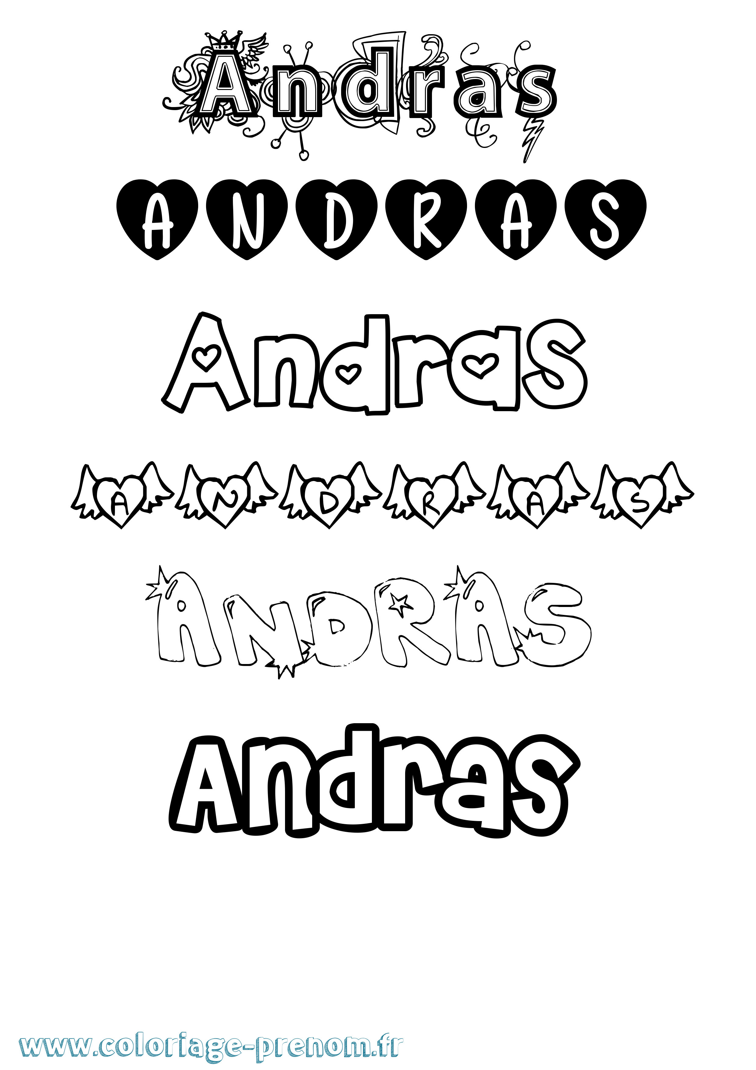 Coloriage prénom Andras Girly