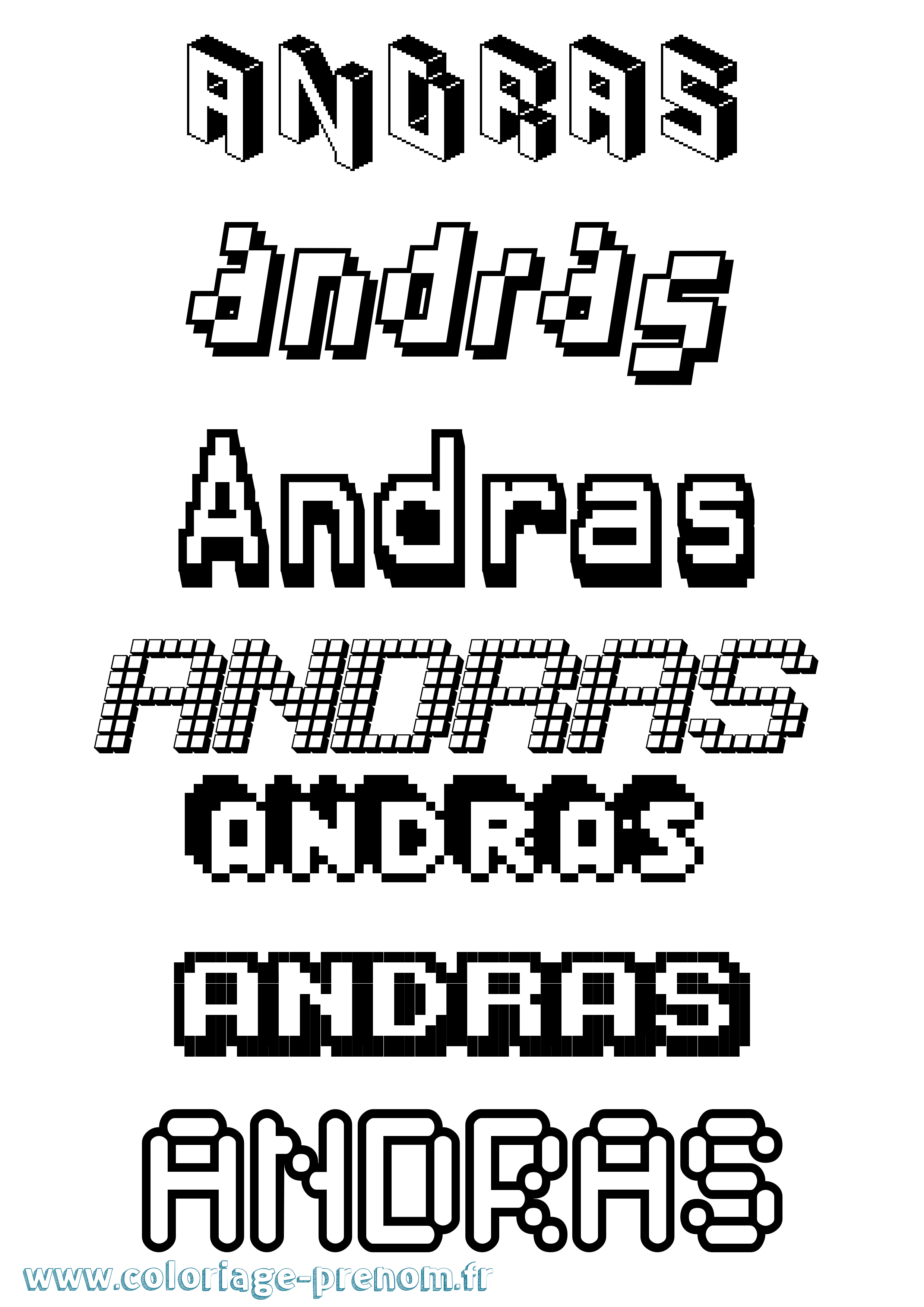 Coloriage prénom Andras Pixel