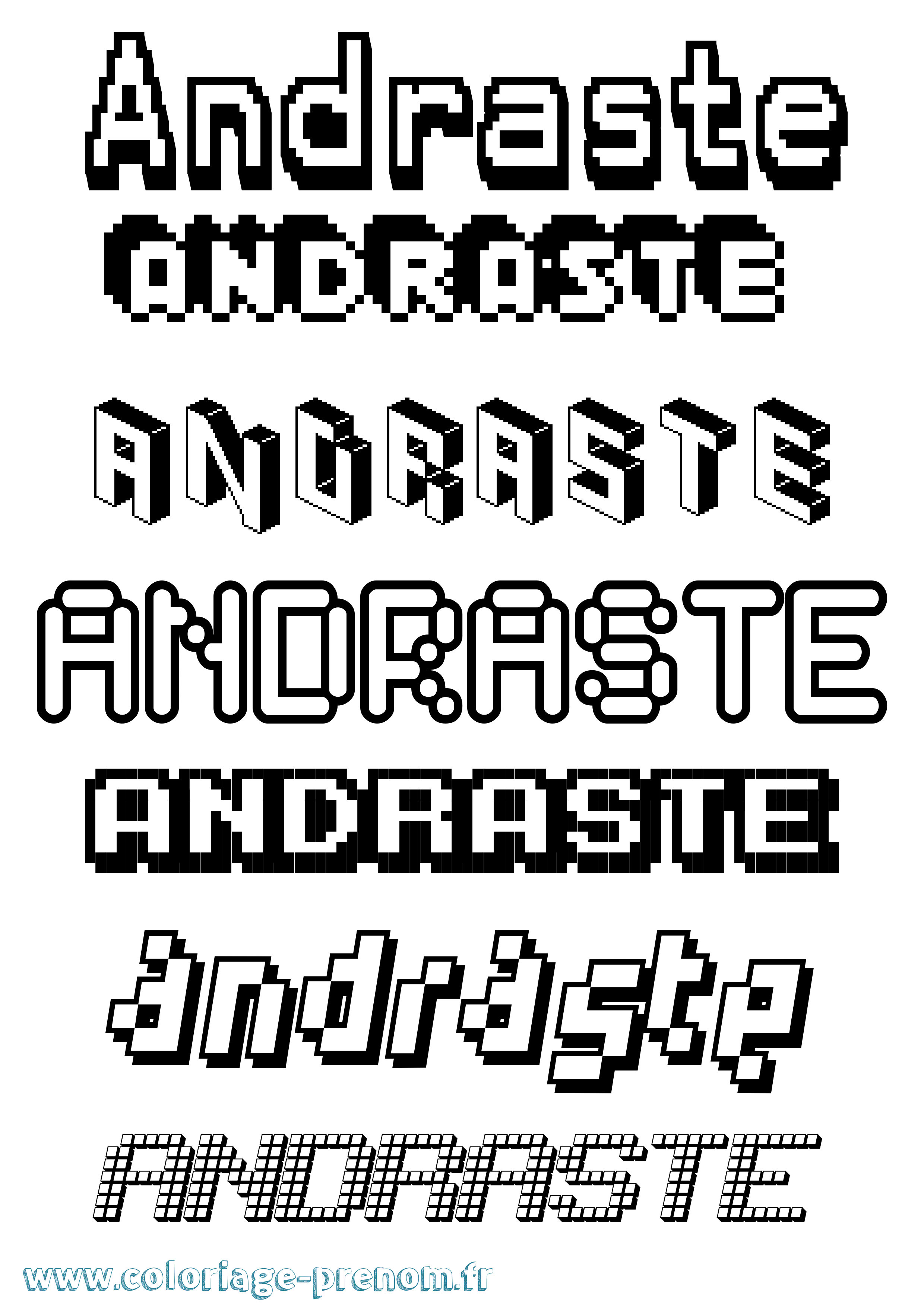 Coloriage prénom Andraste Pixel