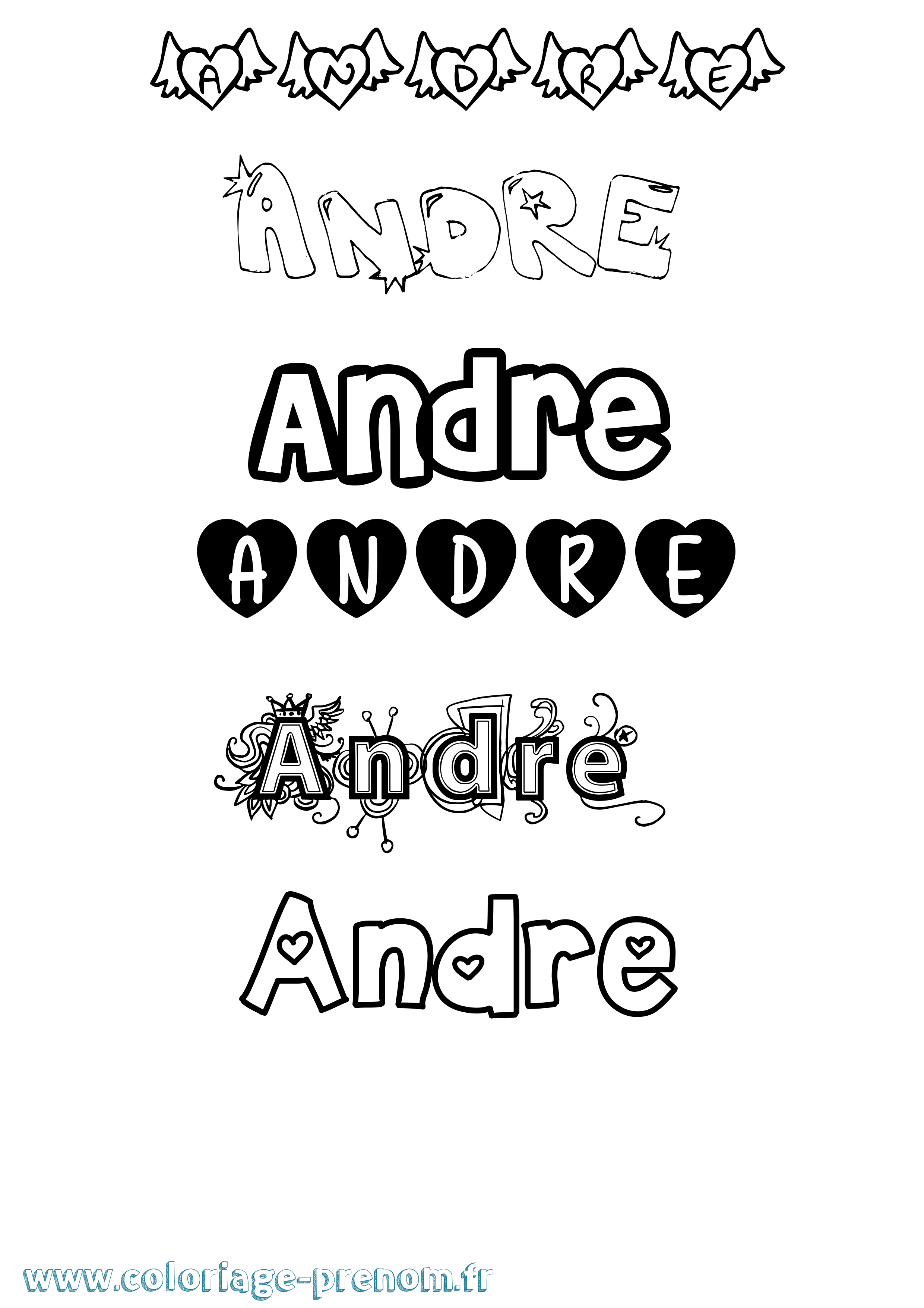 Coloriage prénom Andre Girly