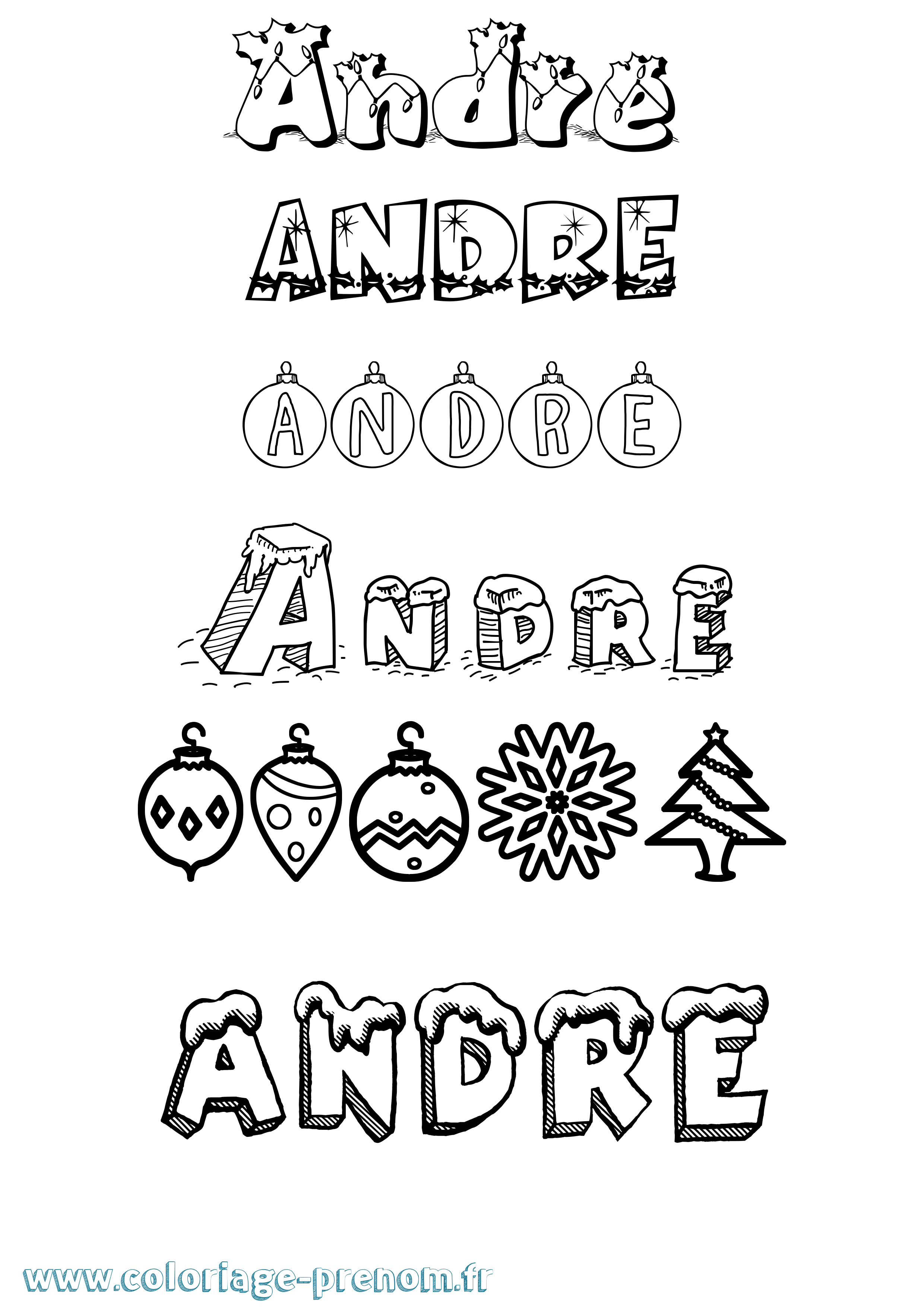 Coloriage prénom Andre Noël