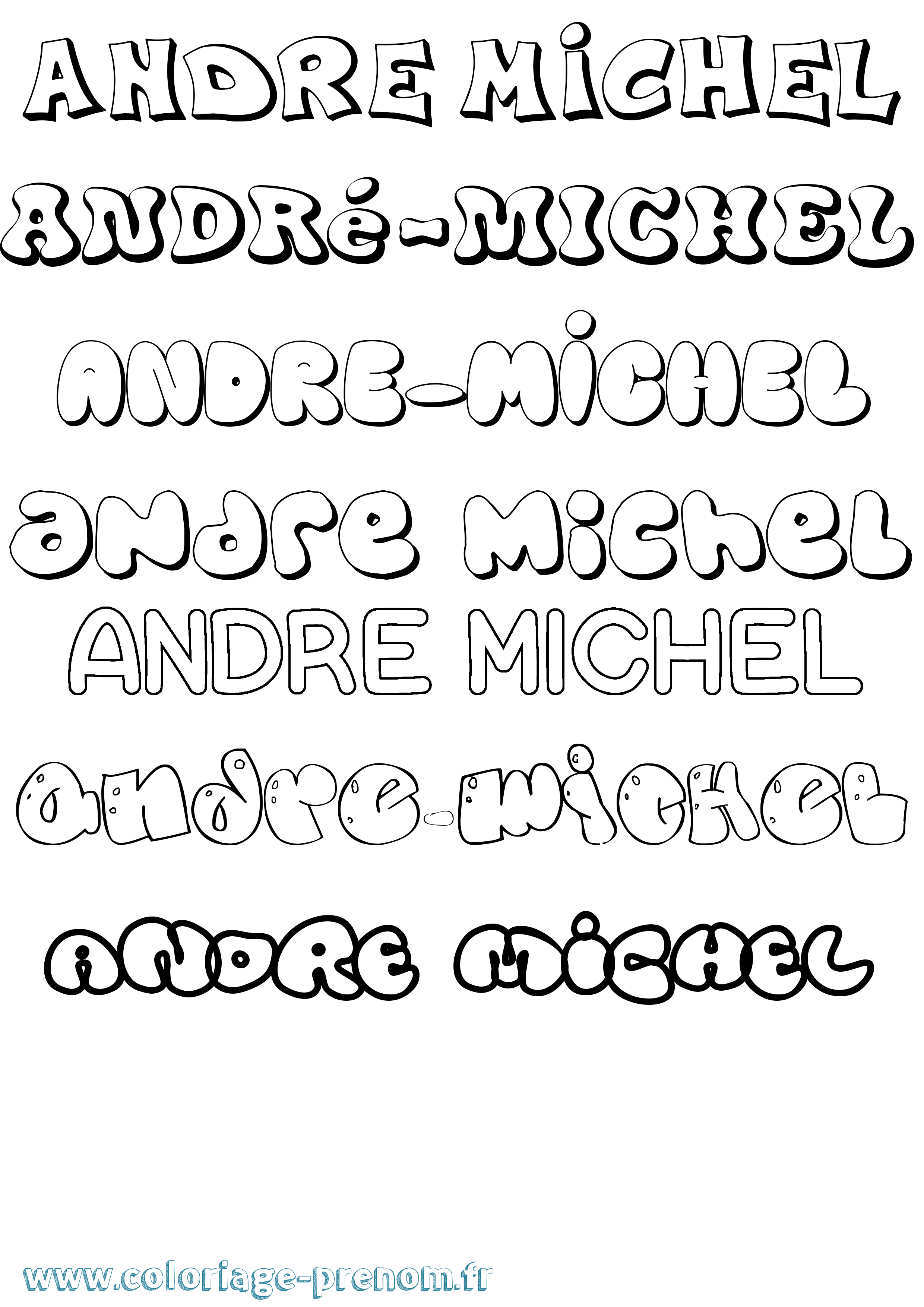 Coloriage prénom André-Michel Bubble