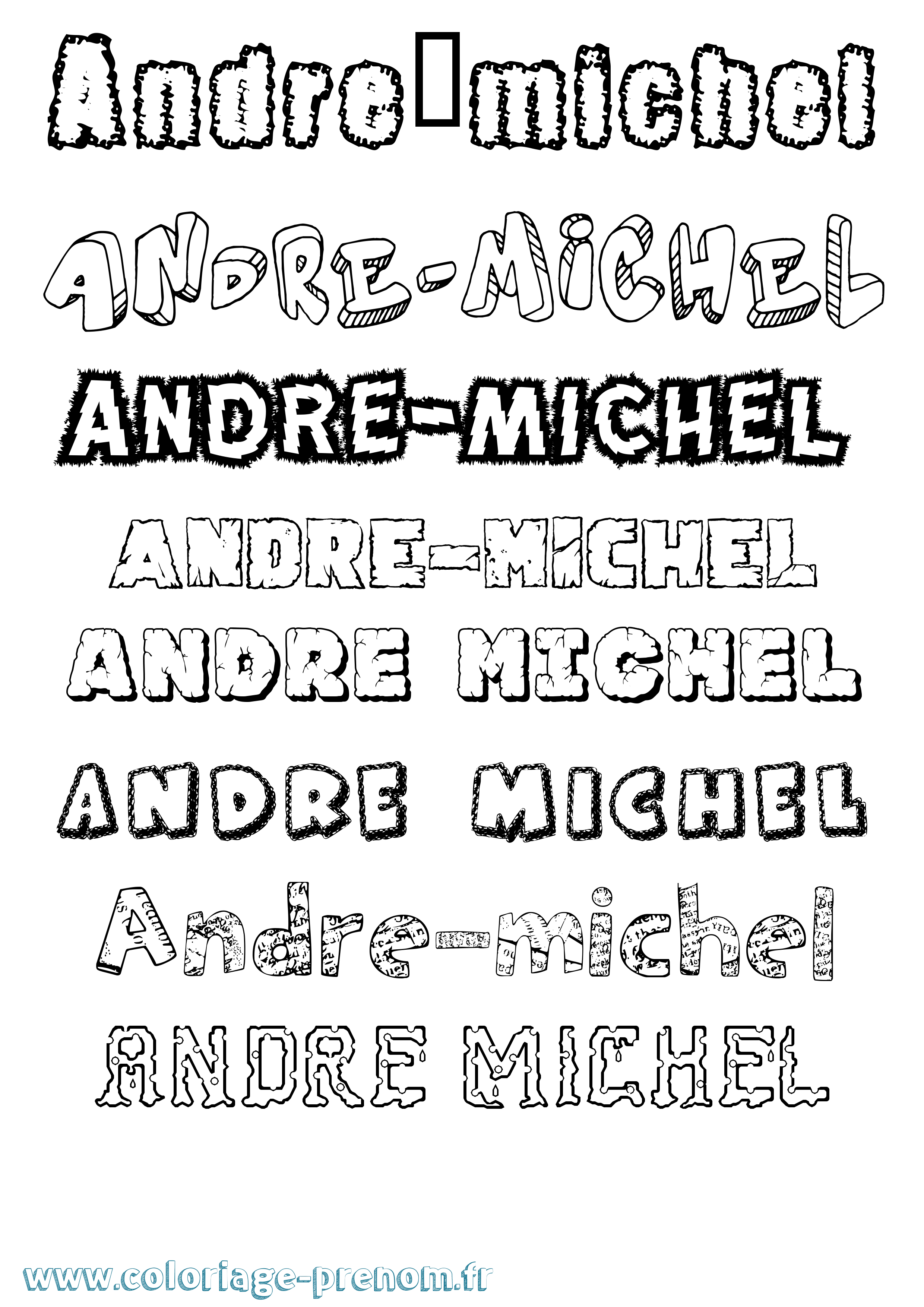 Coloriage prénom André-Michel Destructuré