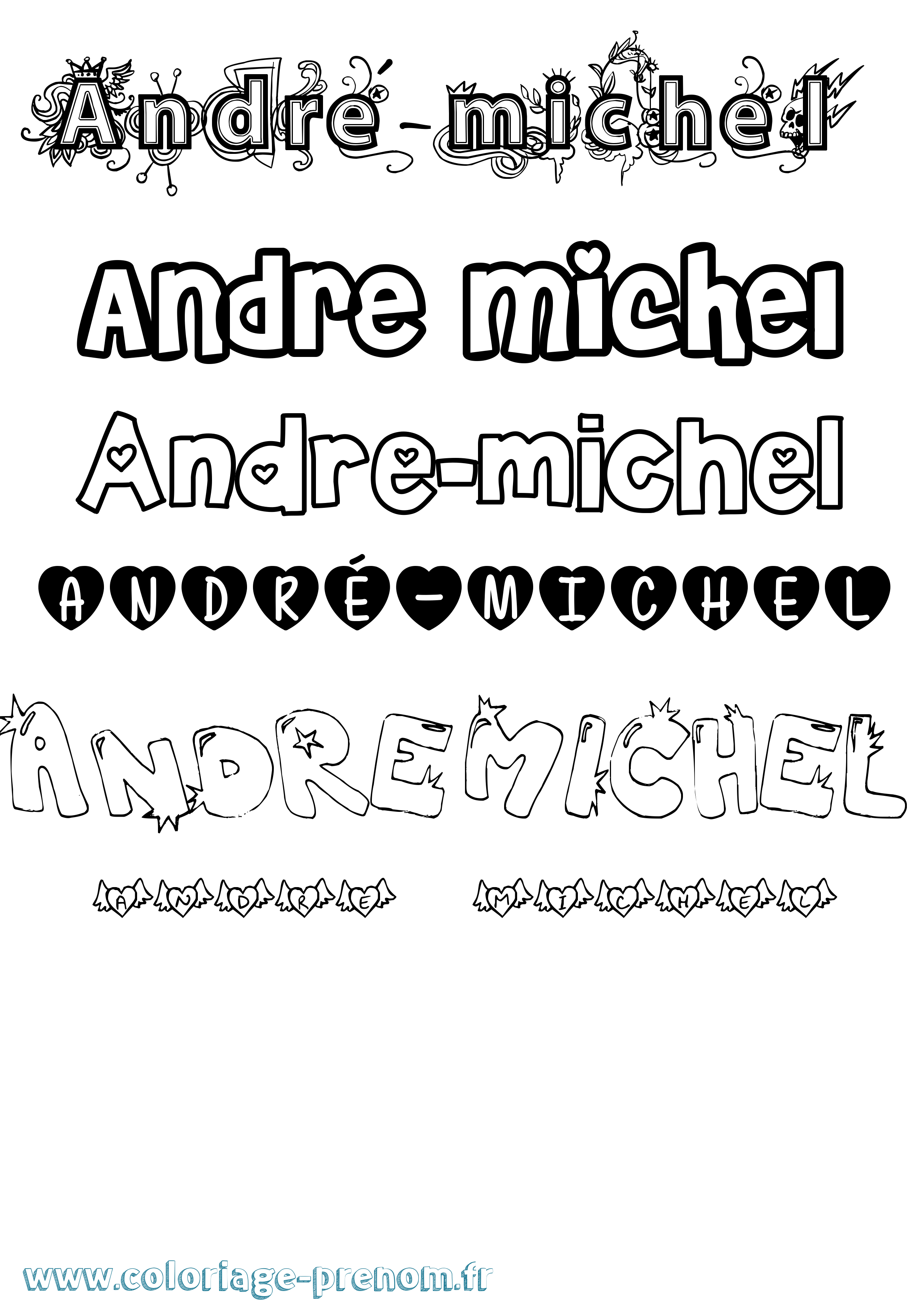 Coloriage prénom André-Michel Girly