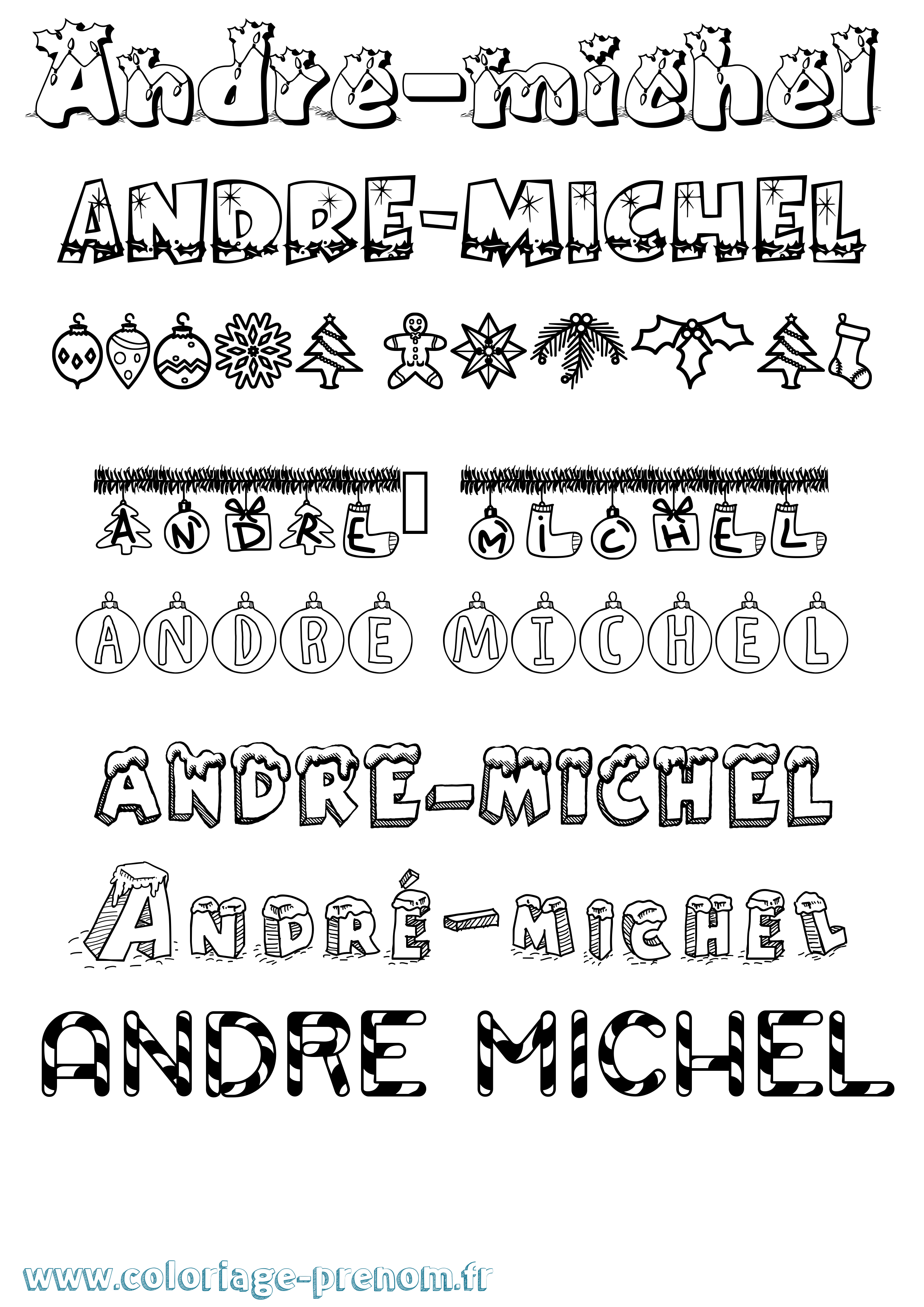 Coloriage prénom André-Michel Noël