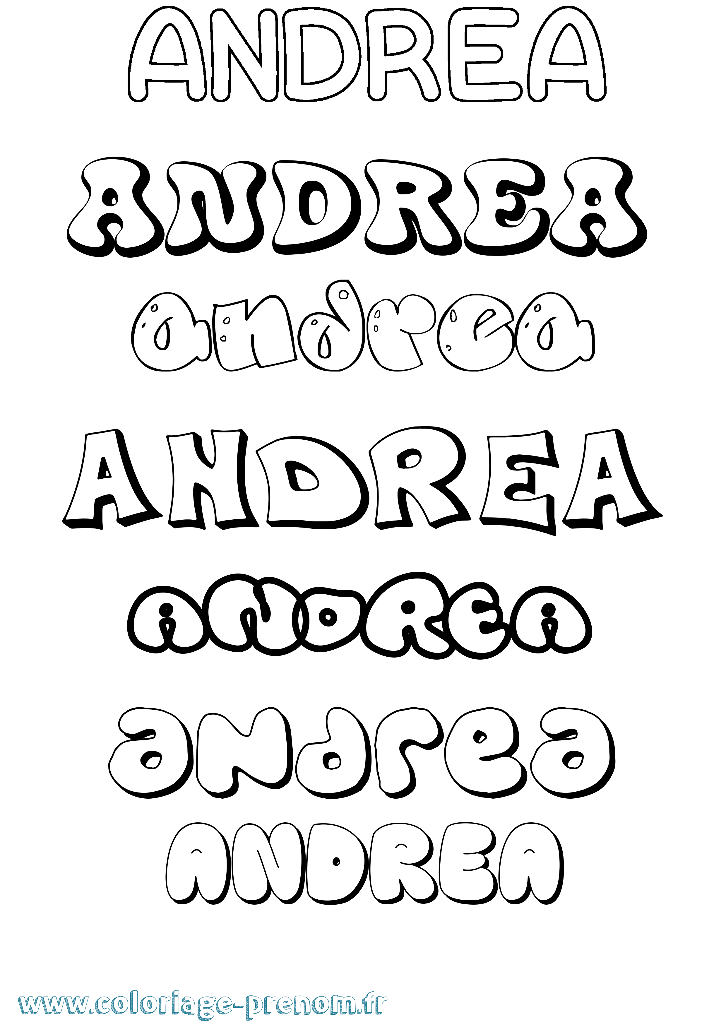 Coloriage prénom Andrea Bubble