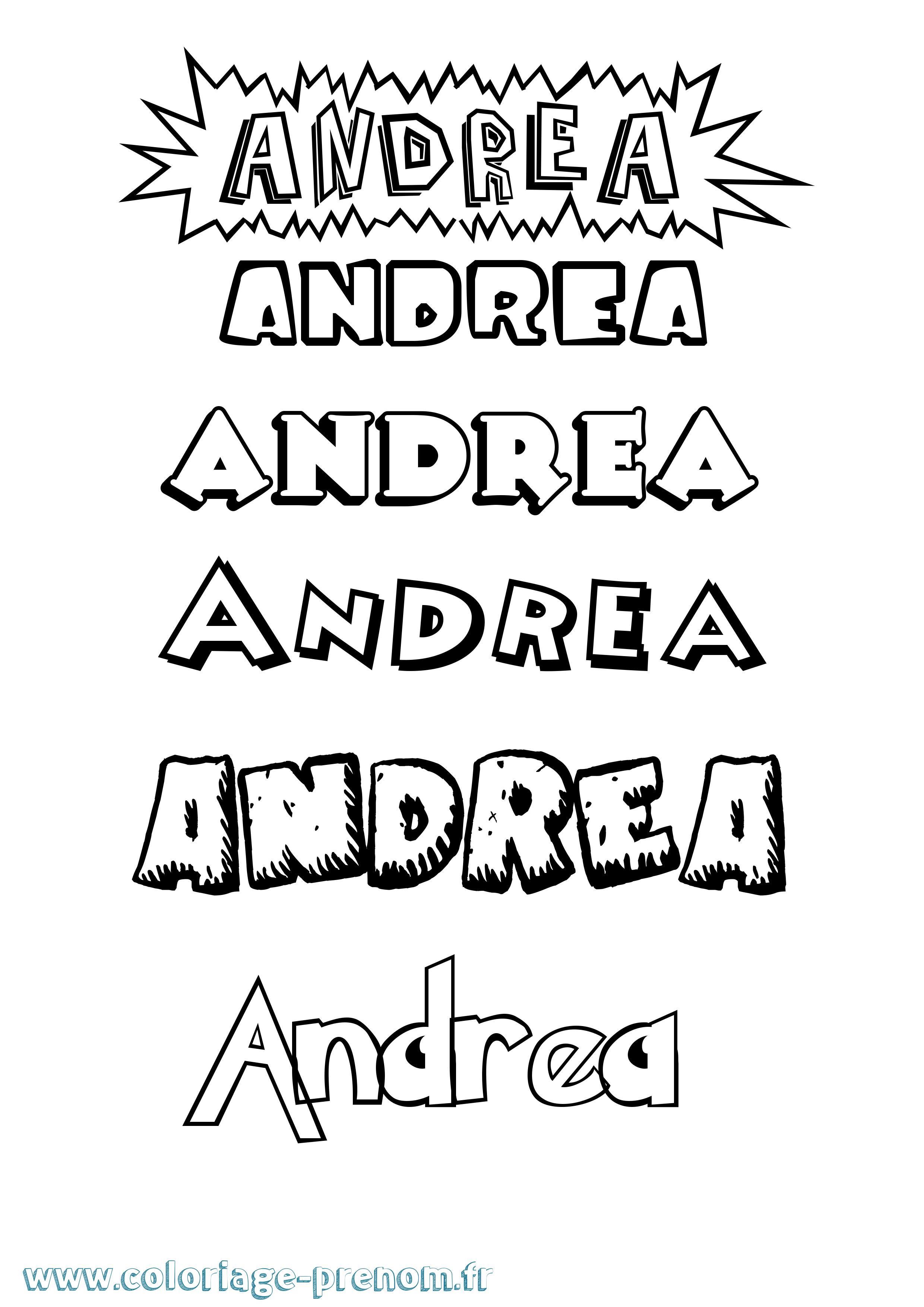 Coloriage prénom Andrea Dessin Animé