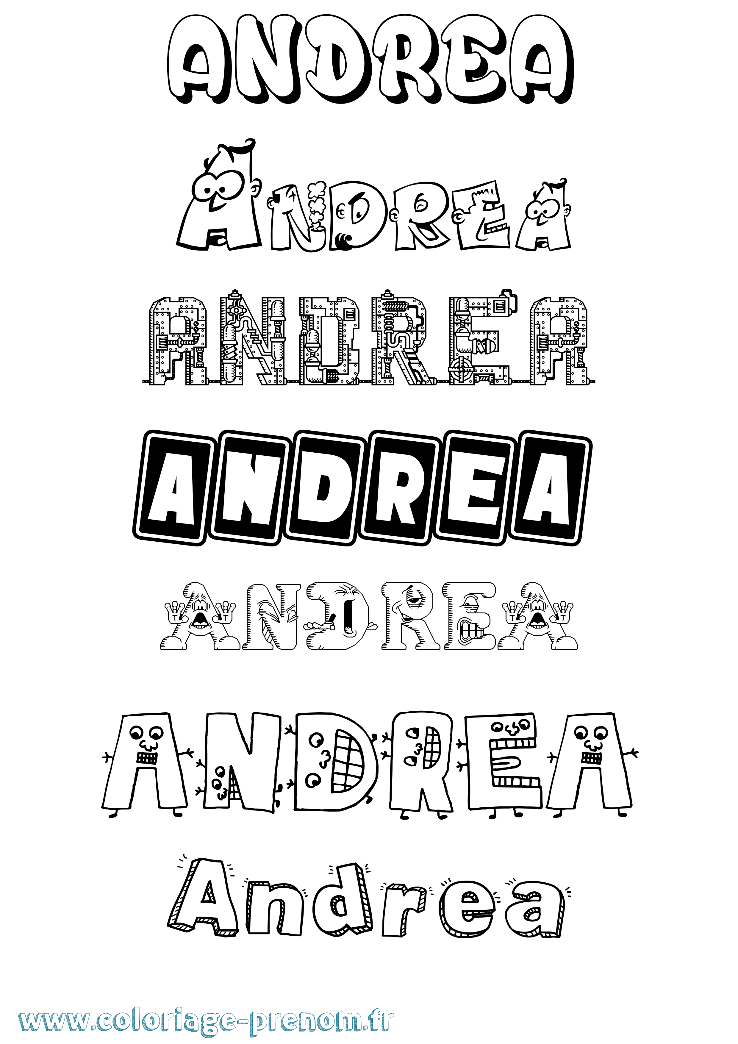 Coloriage prénom Andrea Fun