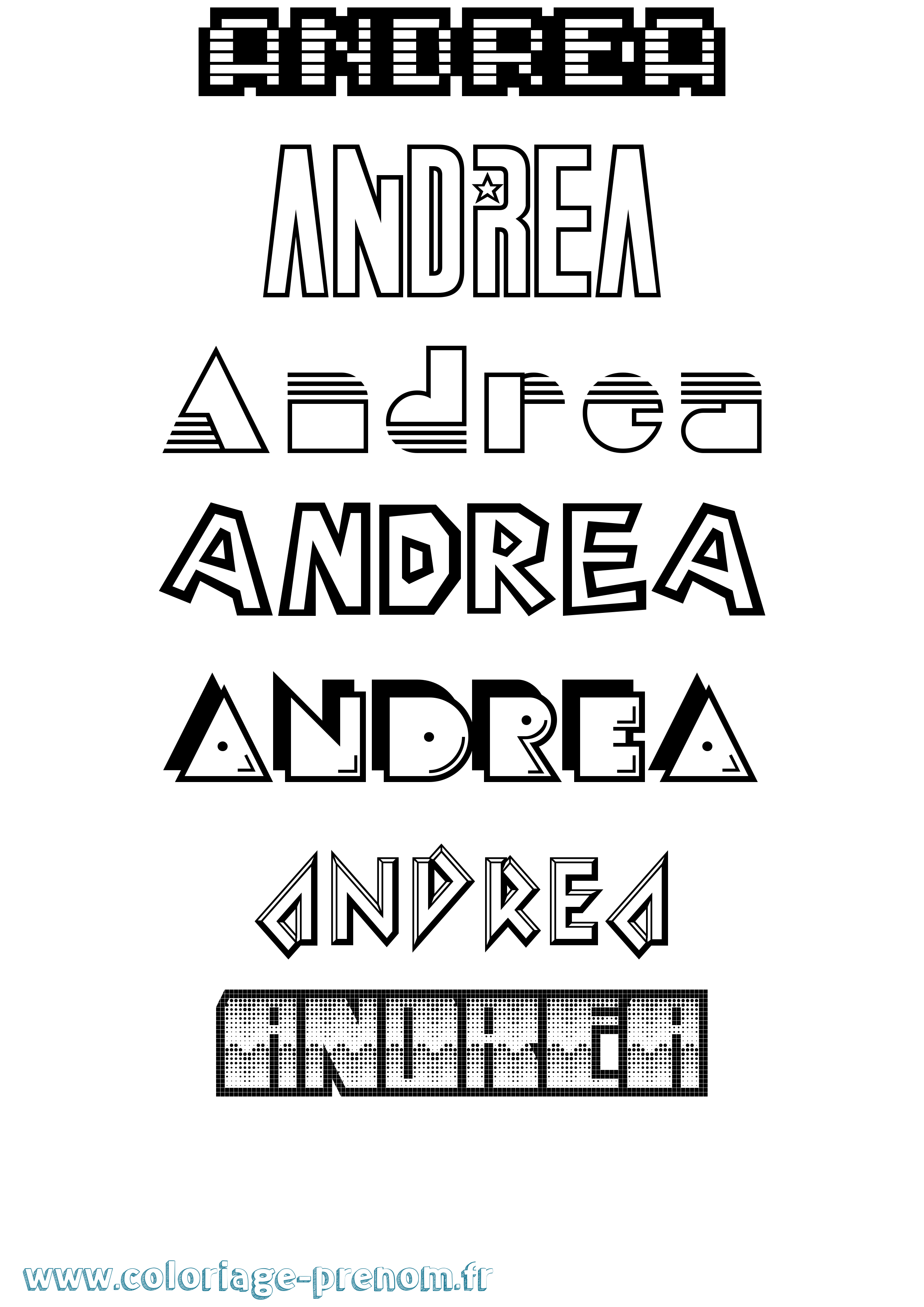 Coloriage prénom Andrea Jeux Vidéos