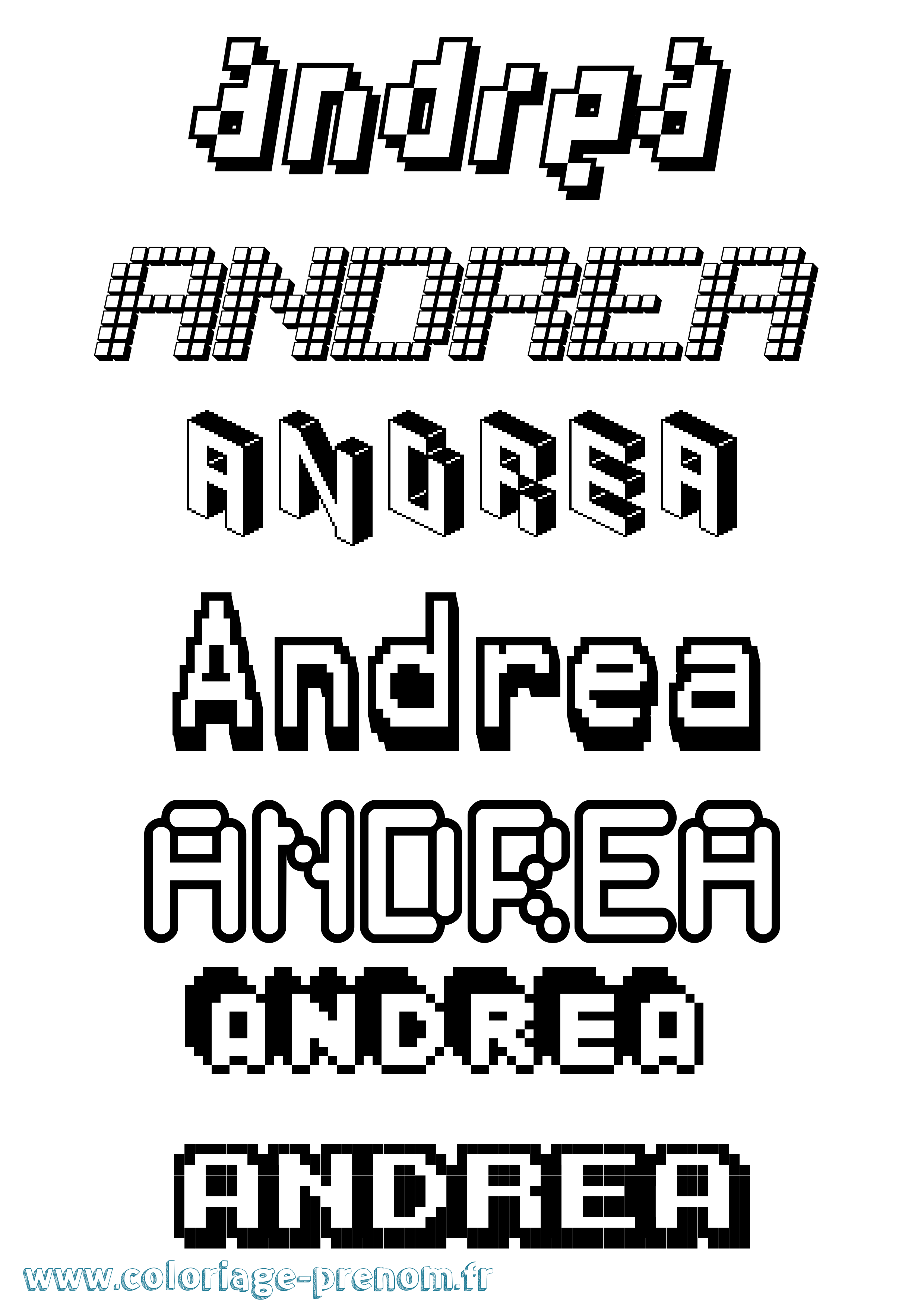 Coloriage prénom Andrea Pixel