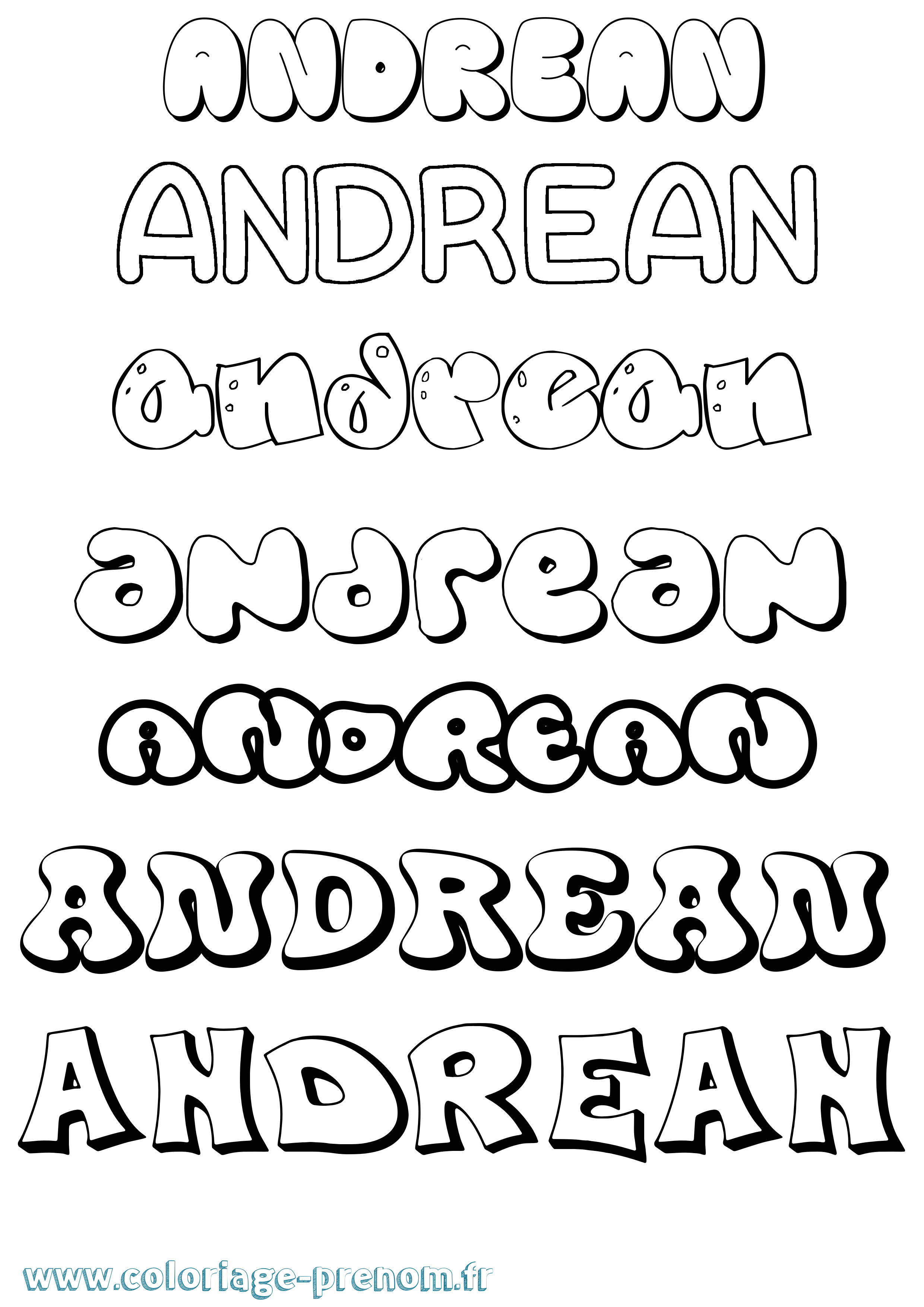 Coloriage prénom Andrean Bubble