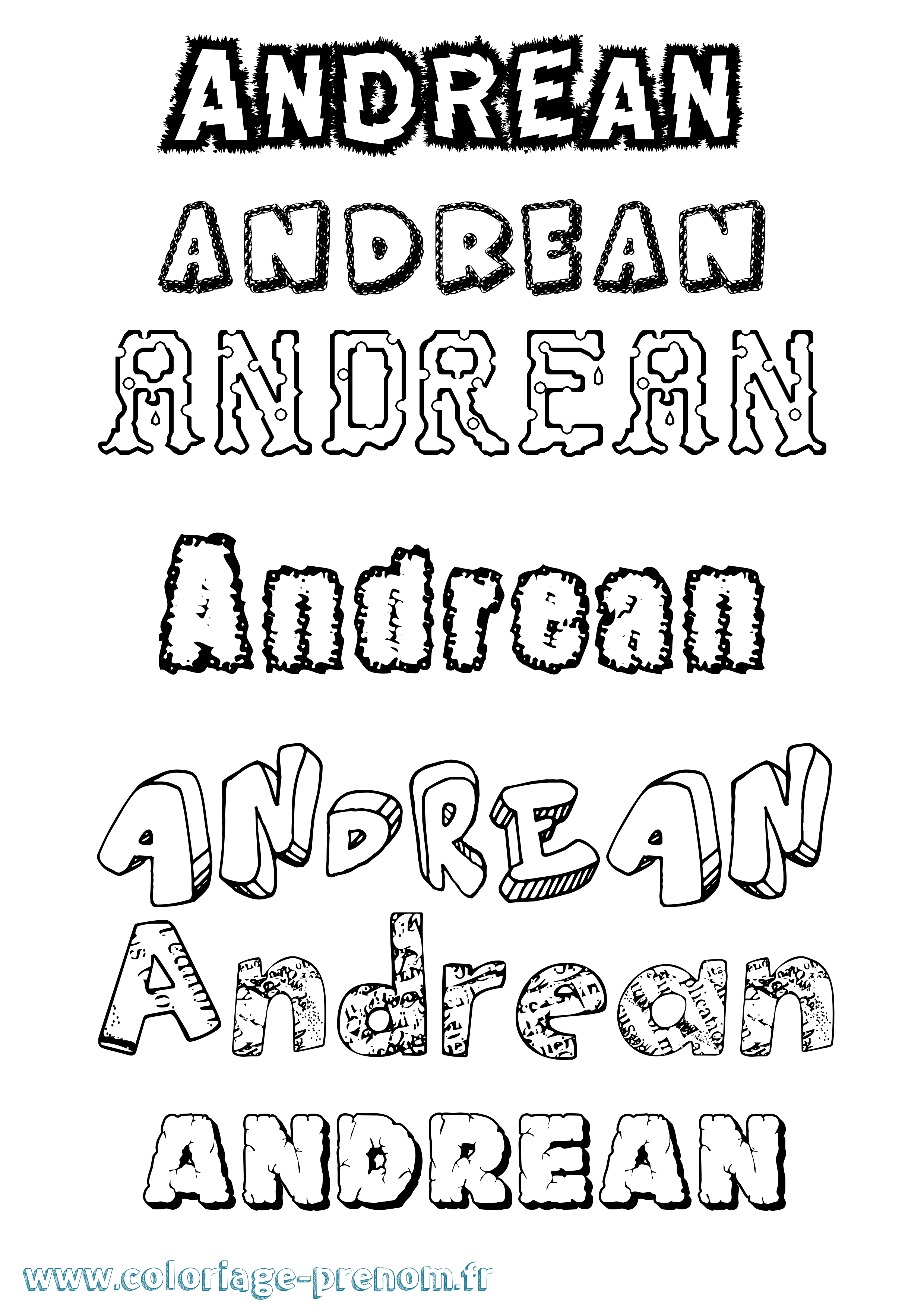 Coloriage prénom Andrean Destructuré