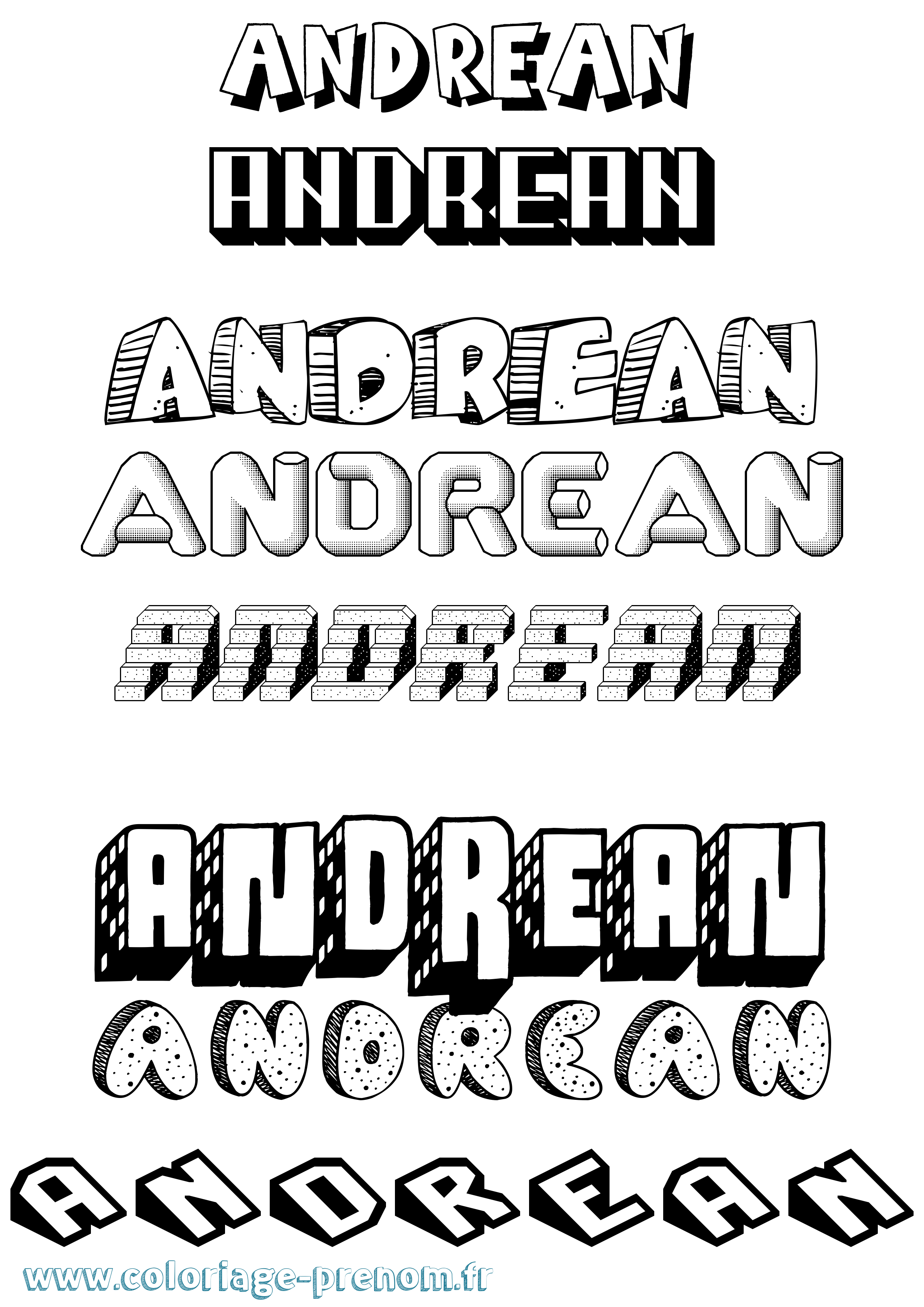 Coloriage prénom Andrean Effet 3D