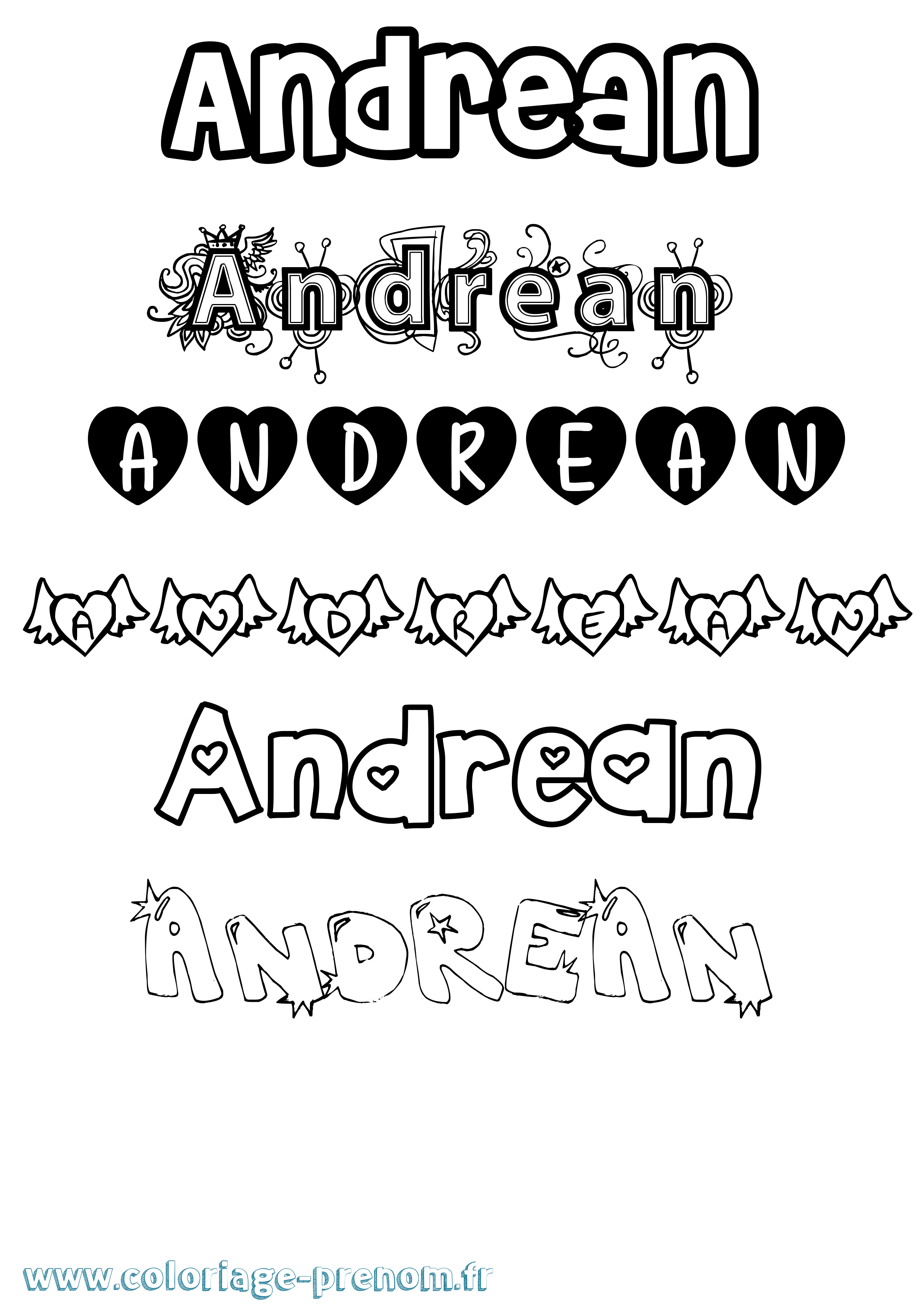 Coloriage prénom Andrean Girly