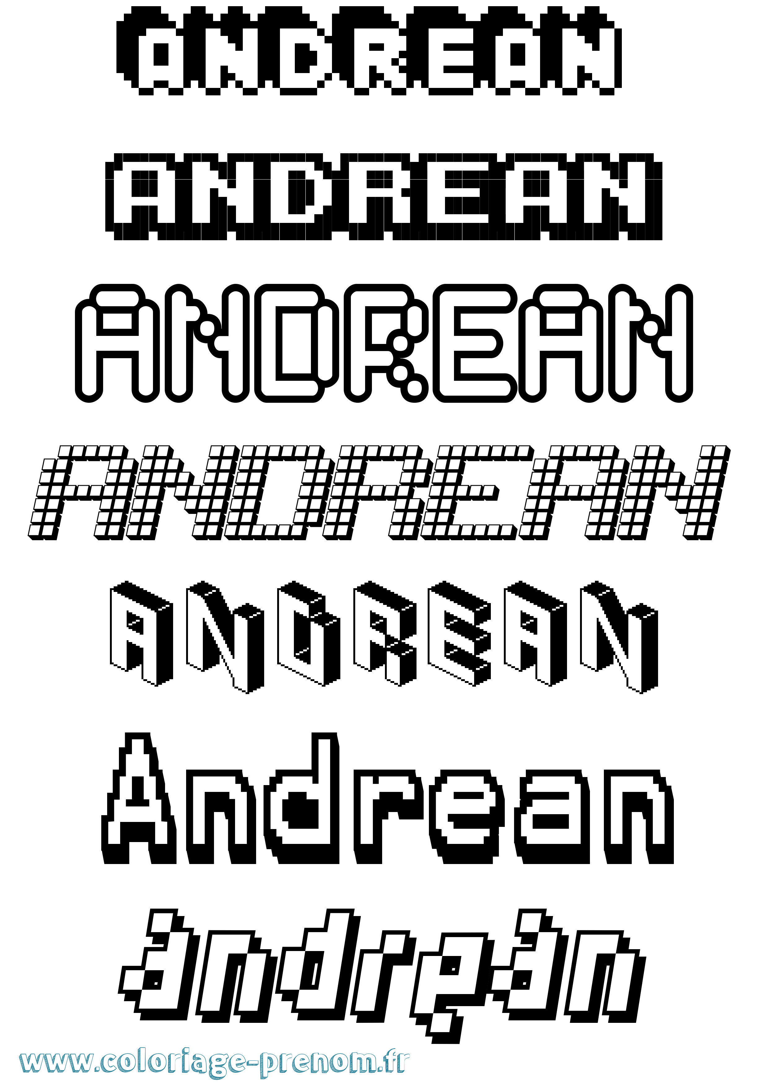 Coloriage prénom Andrean Pixel